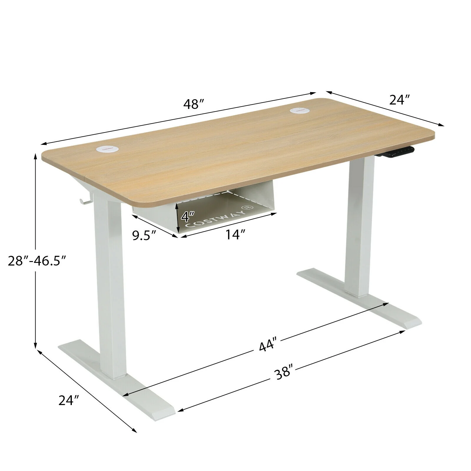 48 Inches Adjustable Electric Standing Desk, USB Port, Beige - Image 6