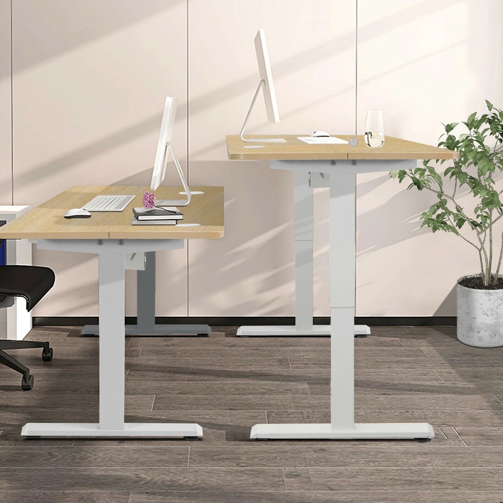 48 Inches Adjustable Electric Standing Desk, USB Port, Beige - Image 9