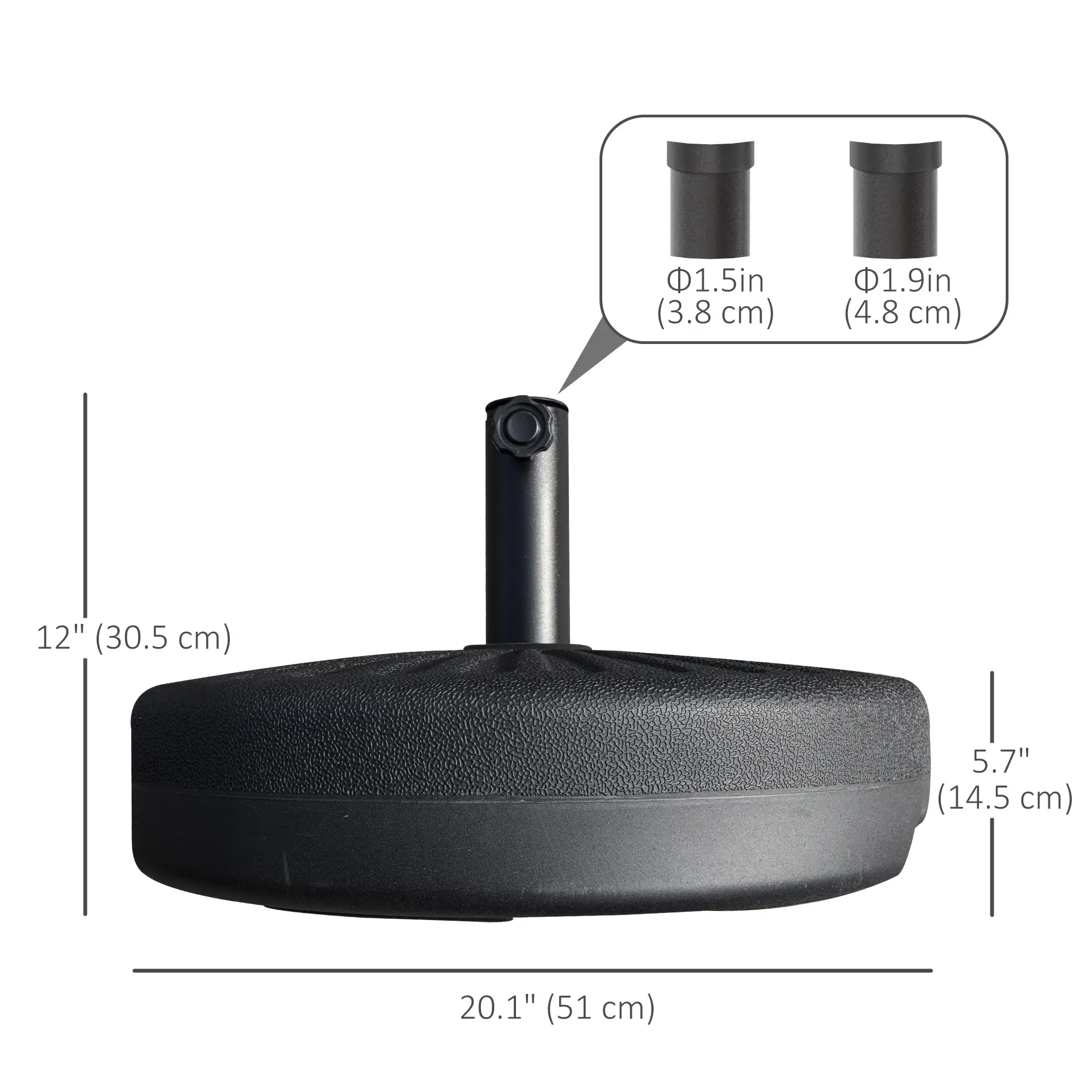 48 lb Heavy Duty Patio Umbrella Base, Water Filled Stand, Black - Image 3
