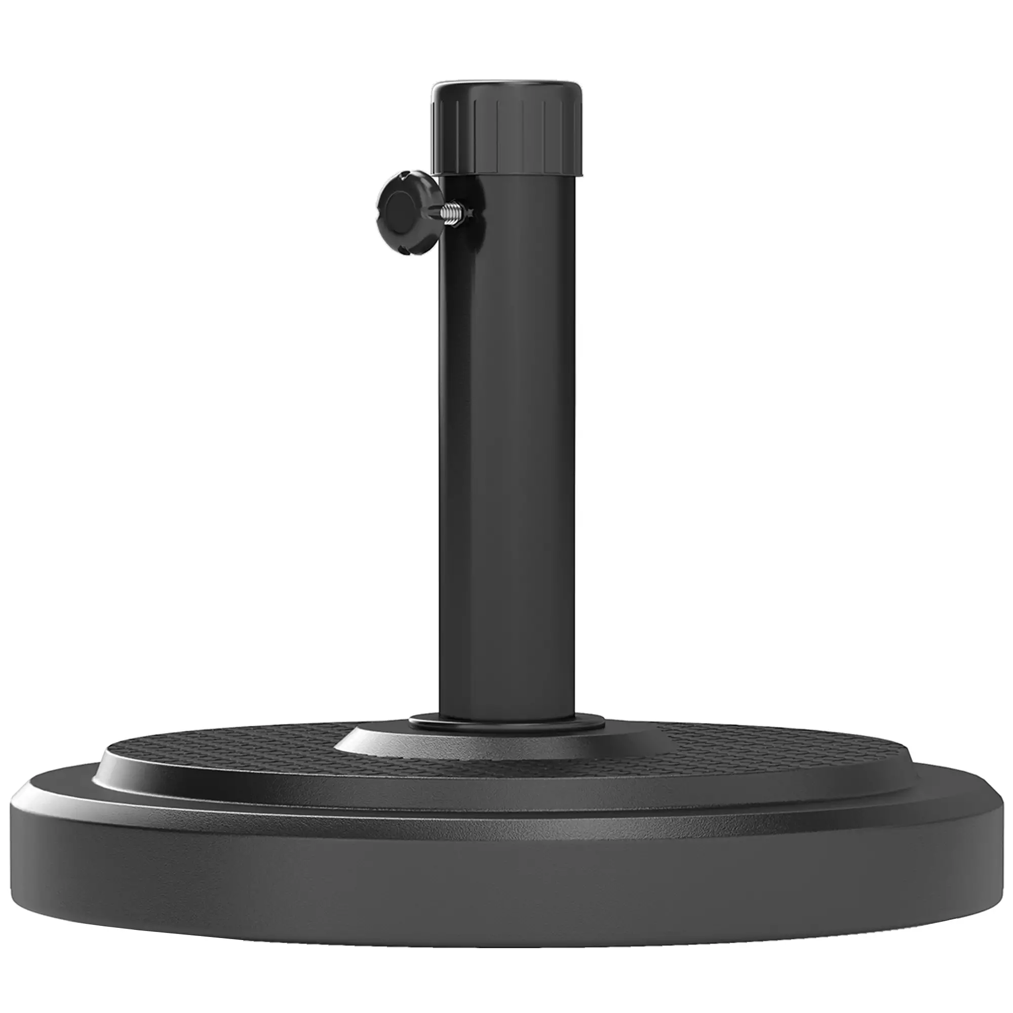 48 Lbs Patio Umbrella Base, Round HDPE, For 1.5" Or 1.9" Poles, Φ18.9" X 15.2" H, Black