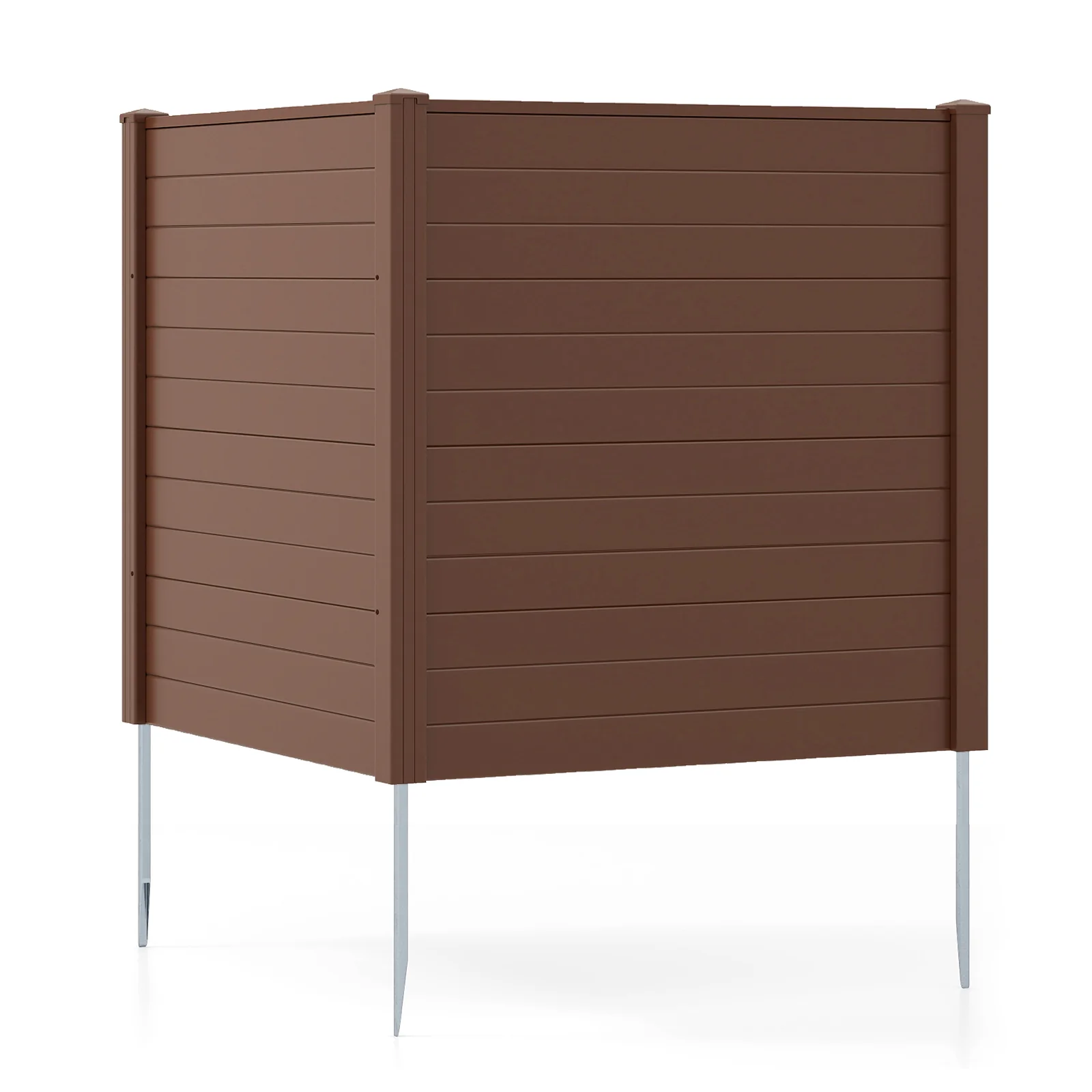 48" W x 48" H Outdoor Privacy Fence Screen, With Metal Ground Stakes, Brown