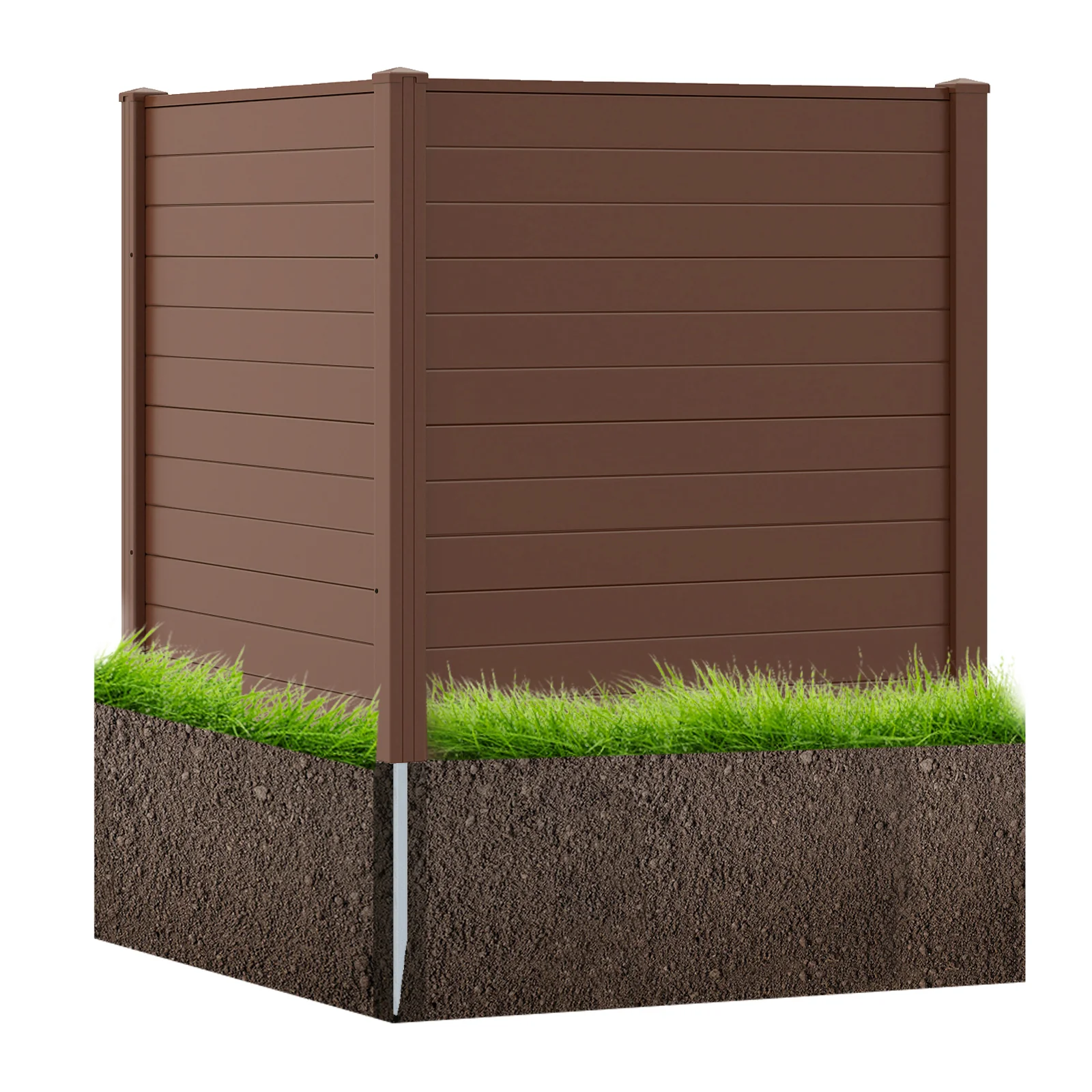 48" W x 48" H Outdoor Privacy Fence Screen, With Metal Ground Stakes, Brown - Image 4