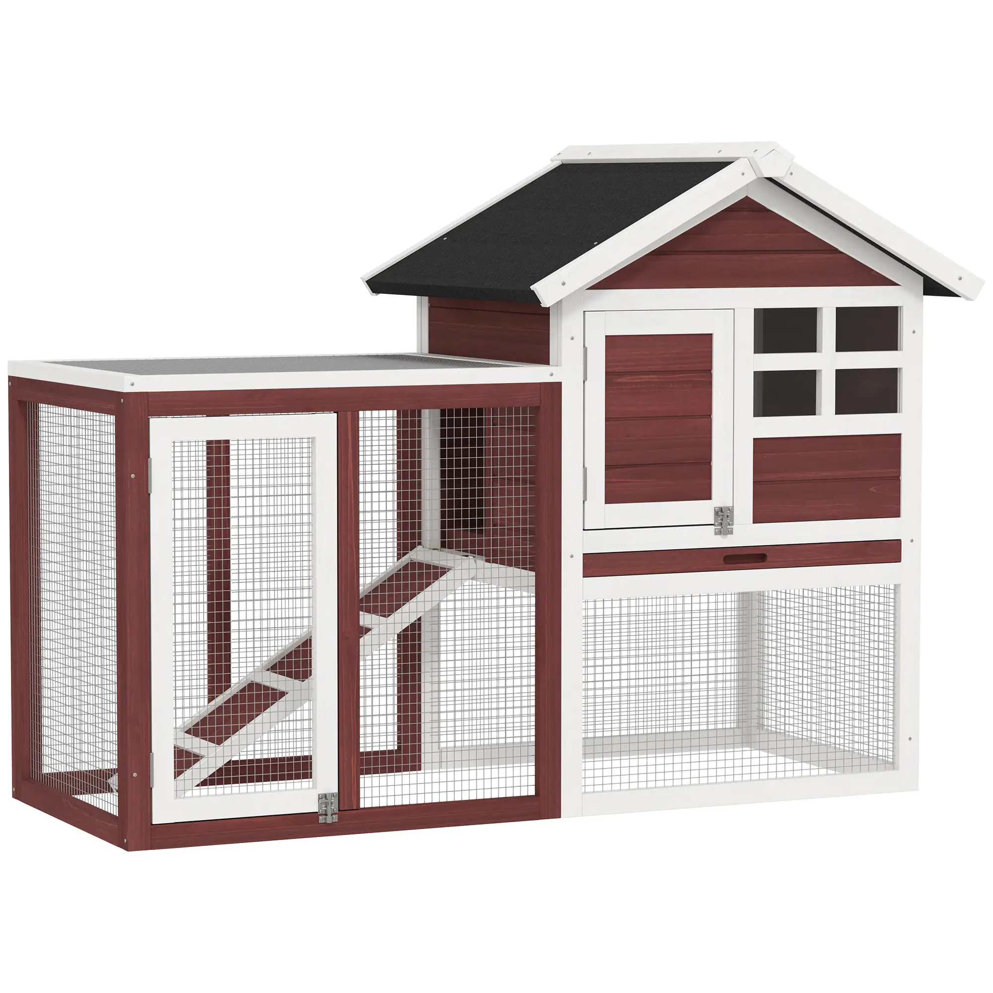 48" Weatherproof Wooden Rabbit Hutch, Bunny Cage, Small Animal House, Brown