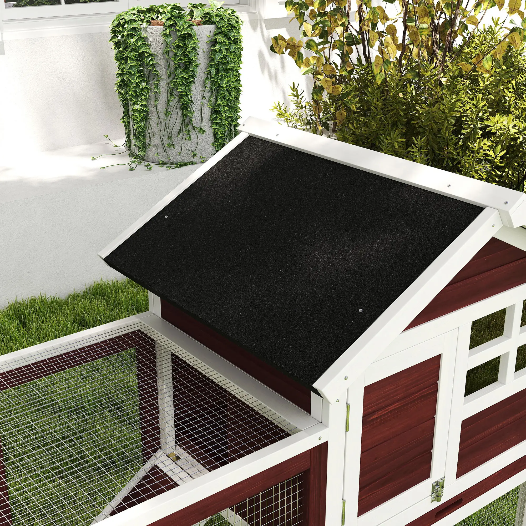 48" Weatherproof Wooden Rabbit Hutch, Bunny Cage, Small Animal House, Brown - Image 10