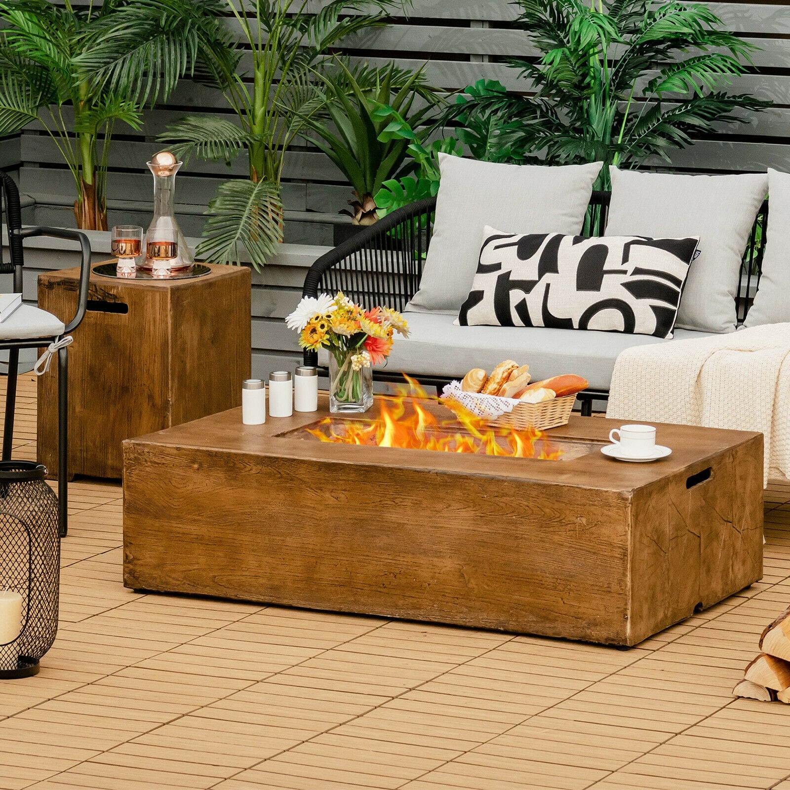 48 x 27Inch Outdoor Gas Fire Pit Table, 50 000 BTU, Brown - Image 6