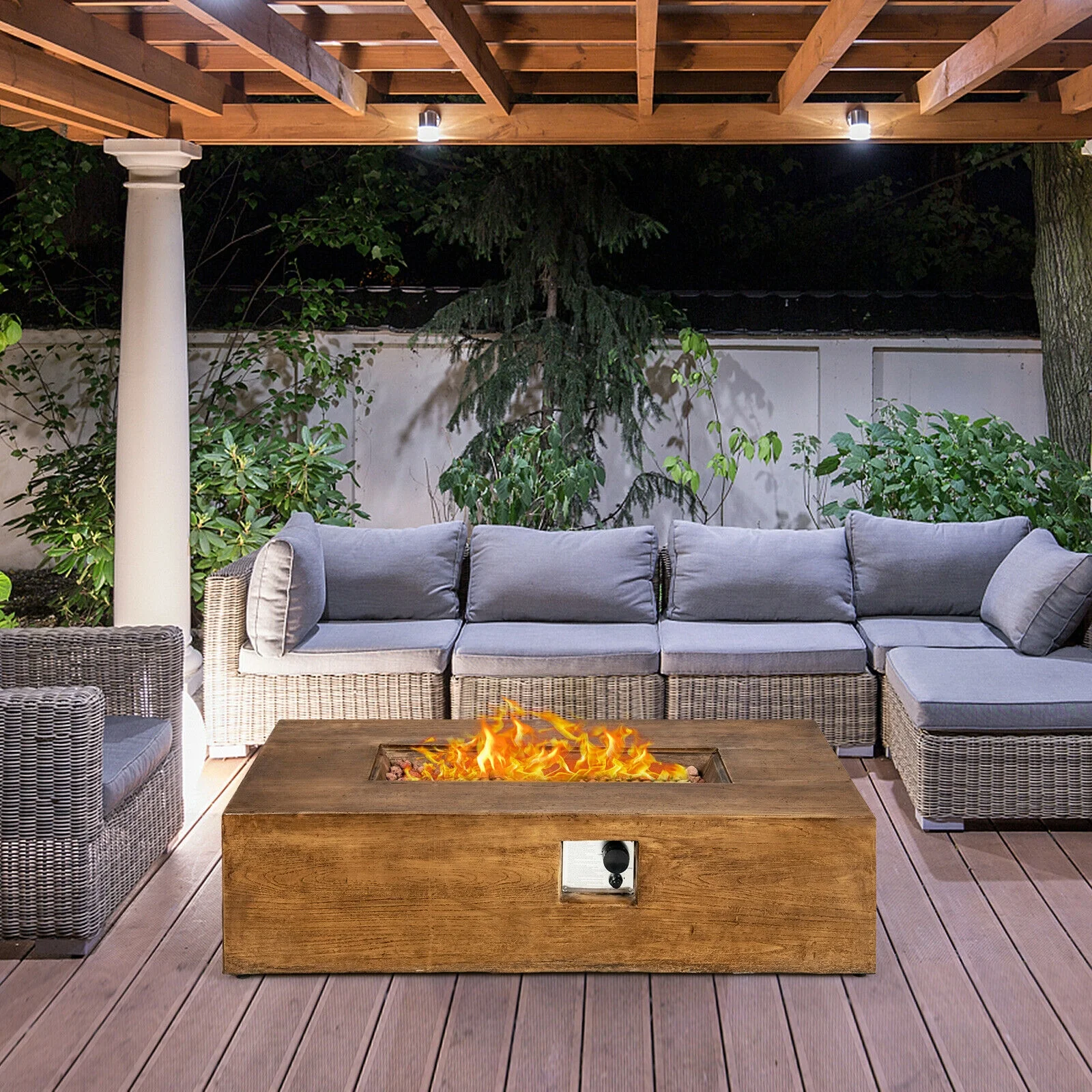 48 x 27Inch Outdoor Gas Fire Pit Table, 50 000 BTU, Brown - Image 7