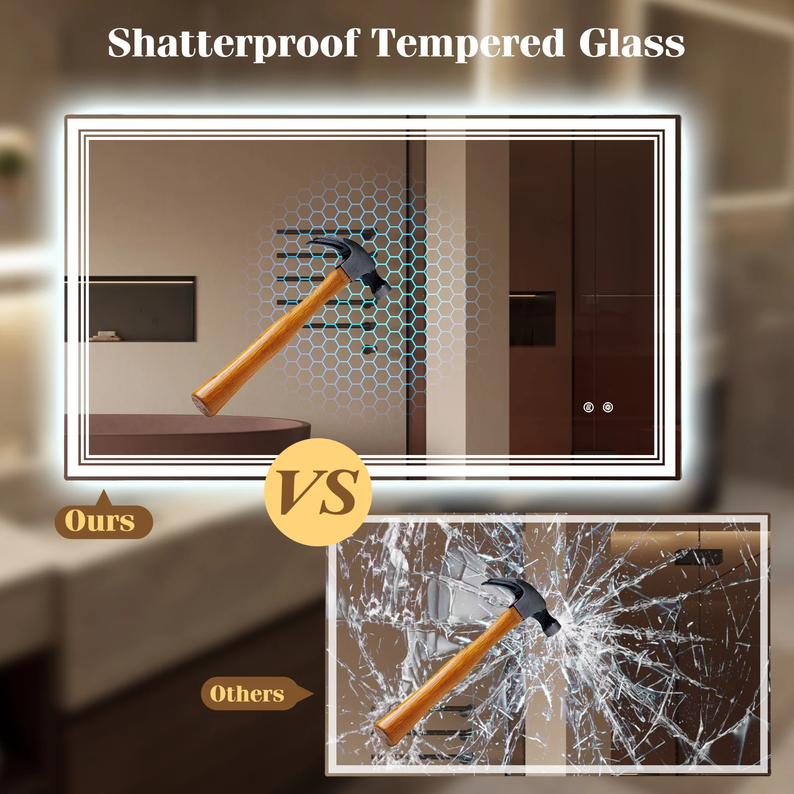 48" x 28" LED Bathroom Mirror, Frontlit Backlit, Silver - Image 10