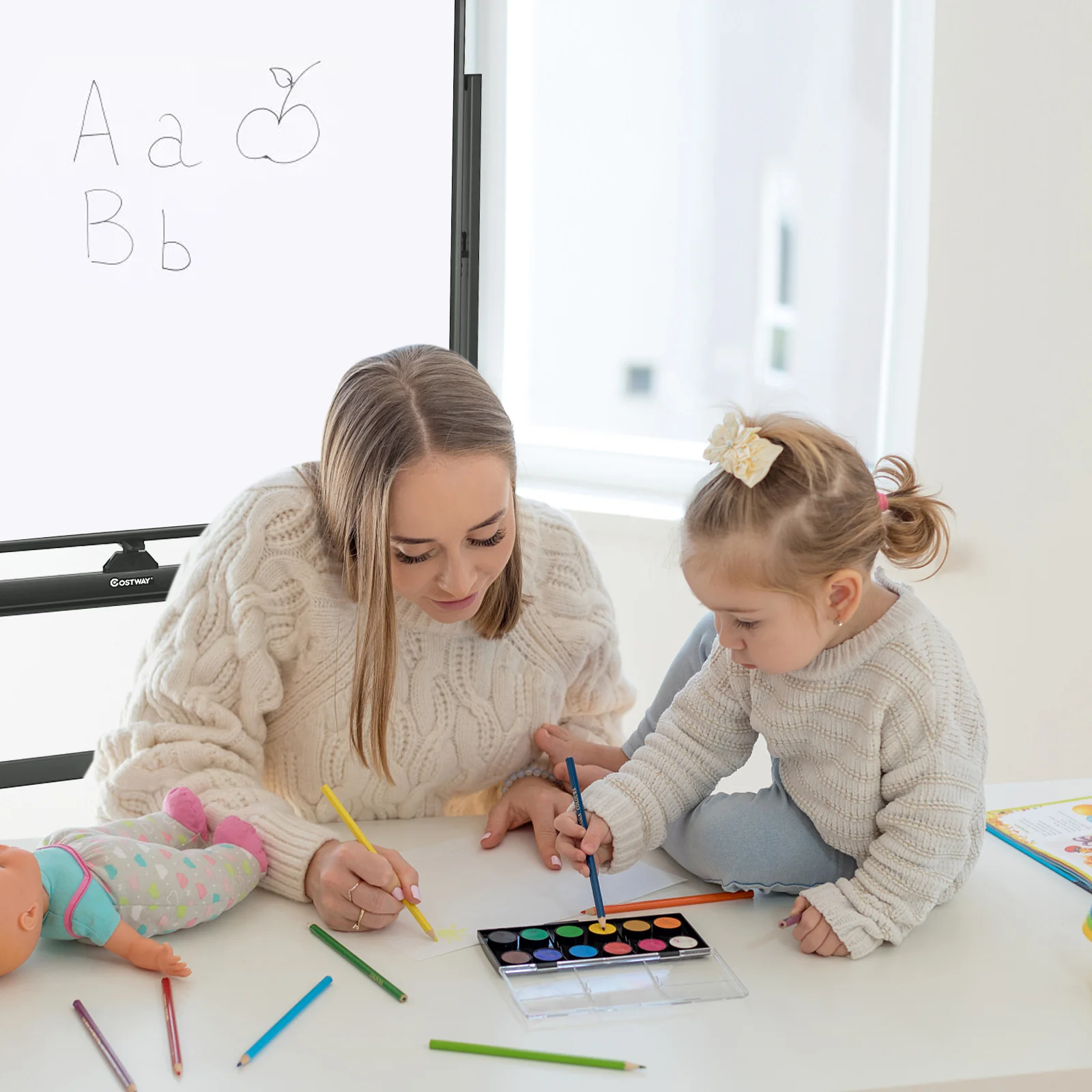 48 x 36 Inch Mobile Magnetic Double-Sided Whiteboard, Black & White - Image 8