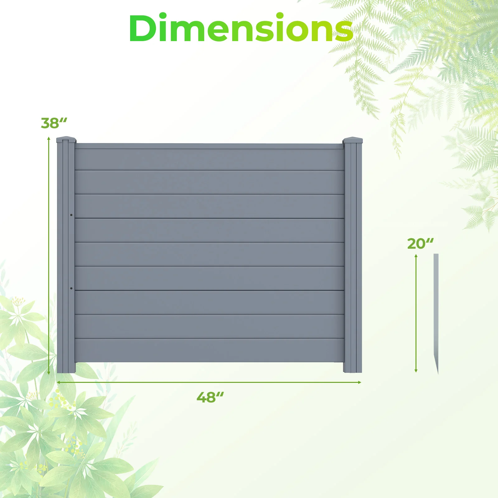48 x 38 Inch Air Conditioner Fence, 2 Panels, Gray - Image 4