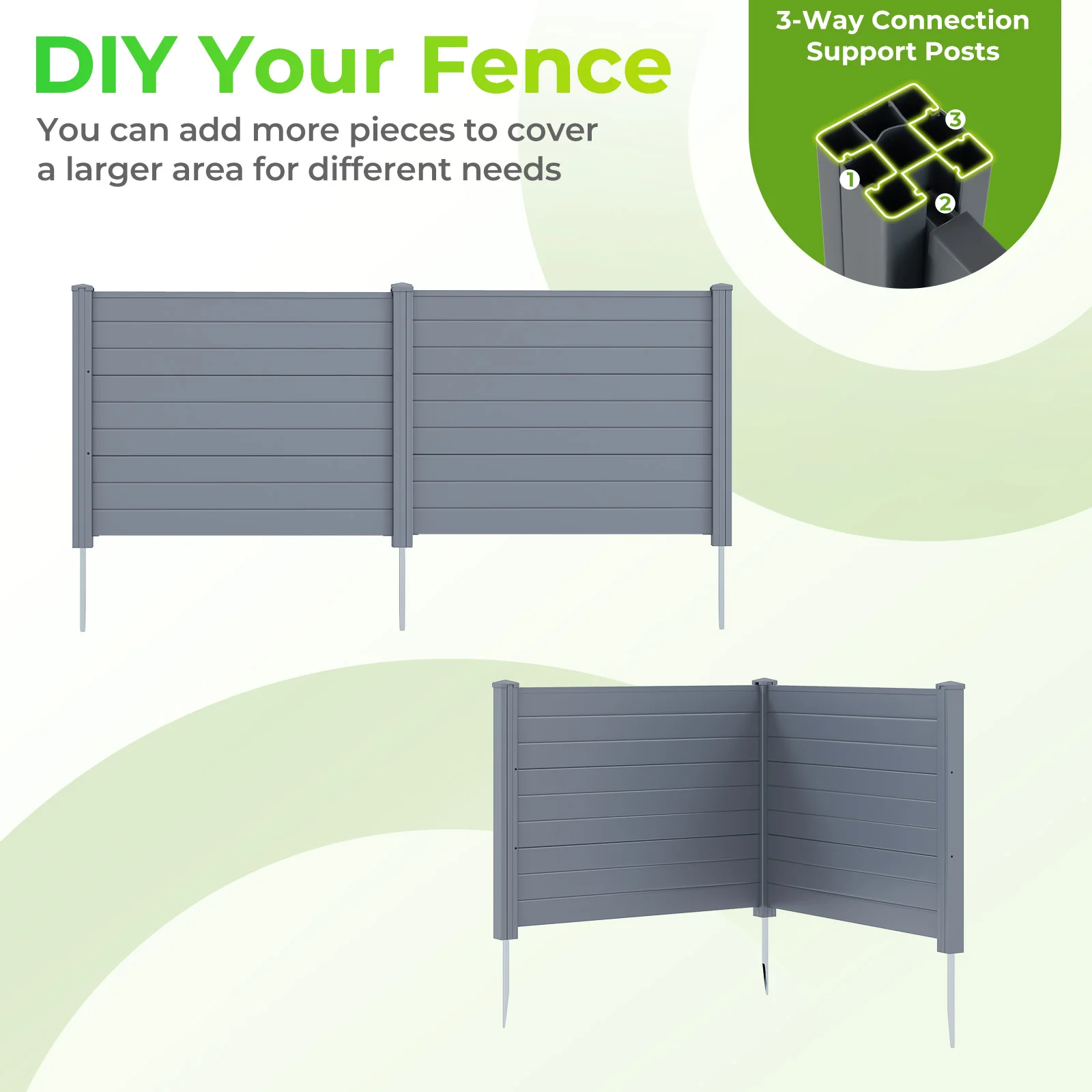 48 x 38 Inch Air Conditioner Fence, 2 Panels, Gray - Image 5