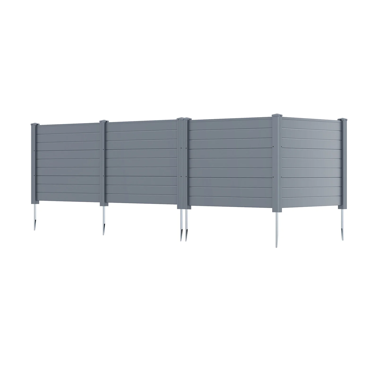 48 x 38 Inch Air Conditioner Fence, 2 Panels, Metal Ground Stakes, Gray
