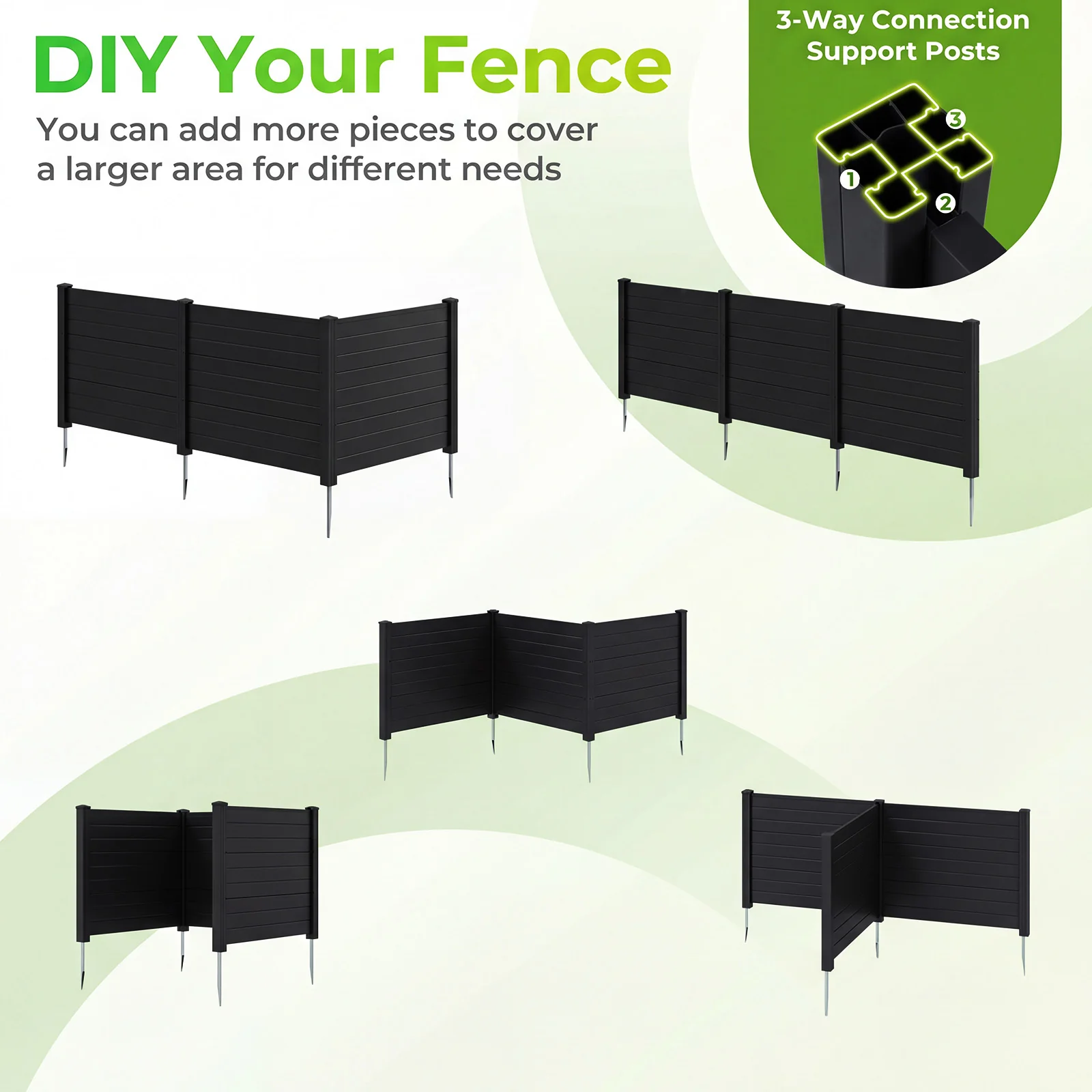 48 x 38 Inch Air Conditioner Fence, 3 Panels, Black - Image 10