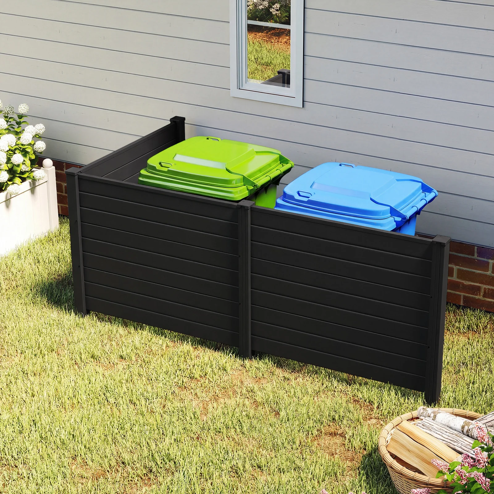 48 x 38 Inch Air Conditioner Fence, 3 Panels, Black - Image 2