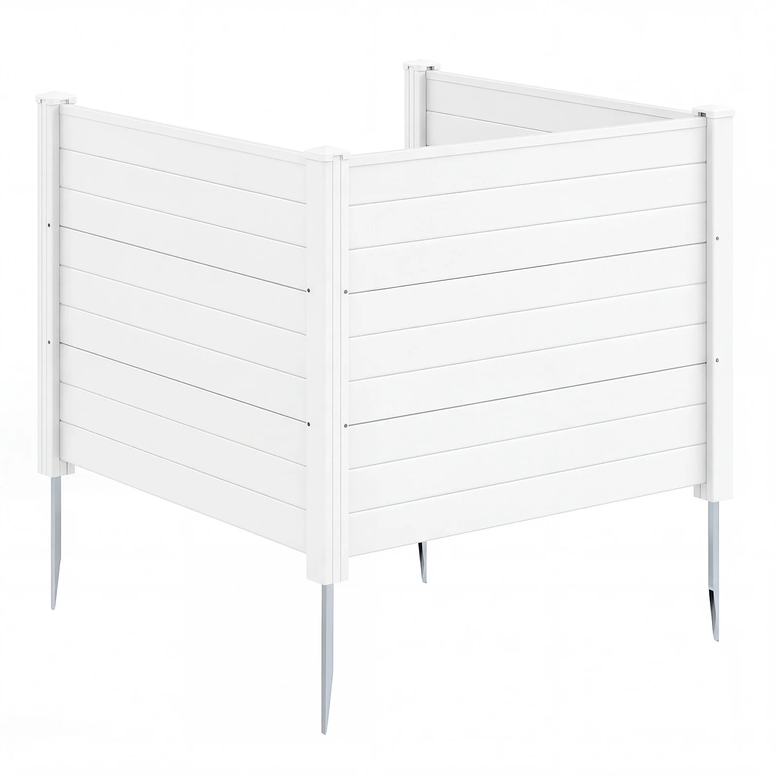 48 x 38 Inch Air Conditioner Fence, 3 Panels, Metal Ground Stakes, White