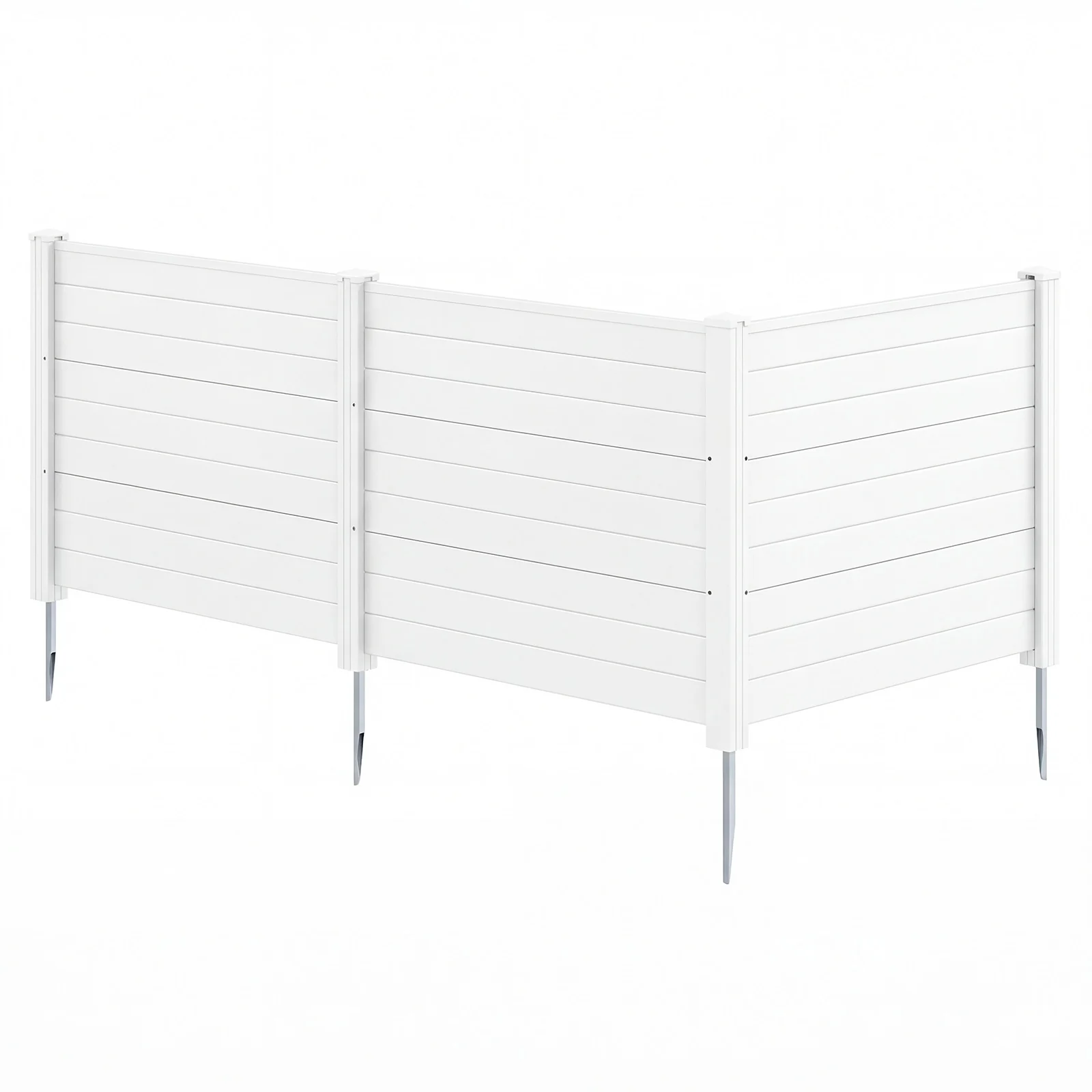 48 x 38 Inch Air Conditioner Fence, 3 Panels, Metal Ground Stakes, White - Image 5