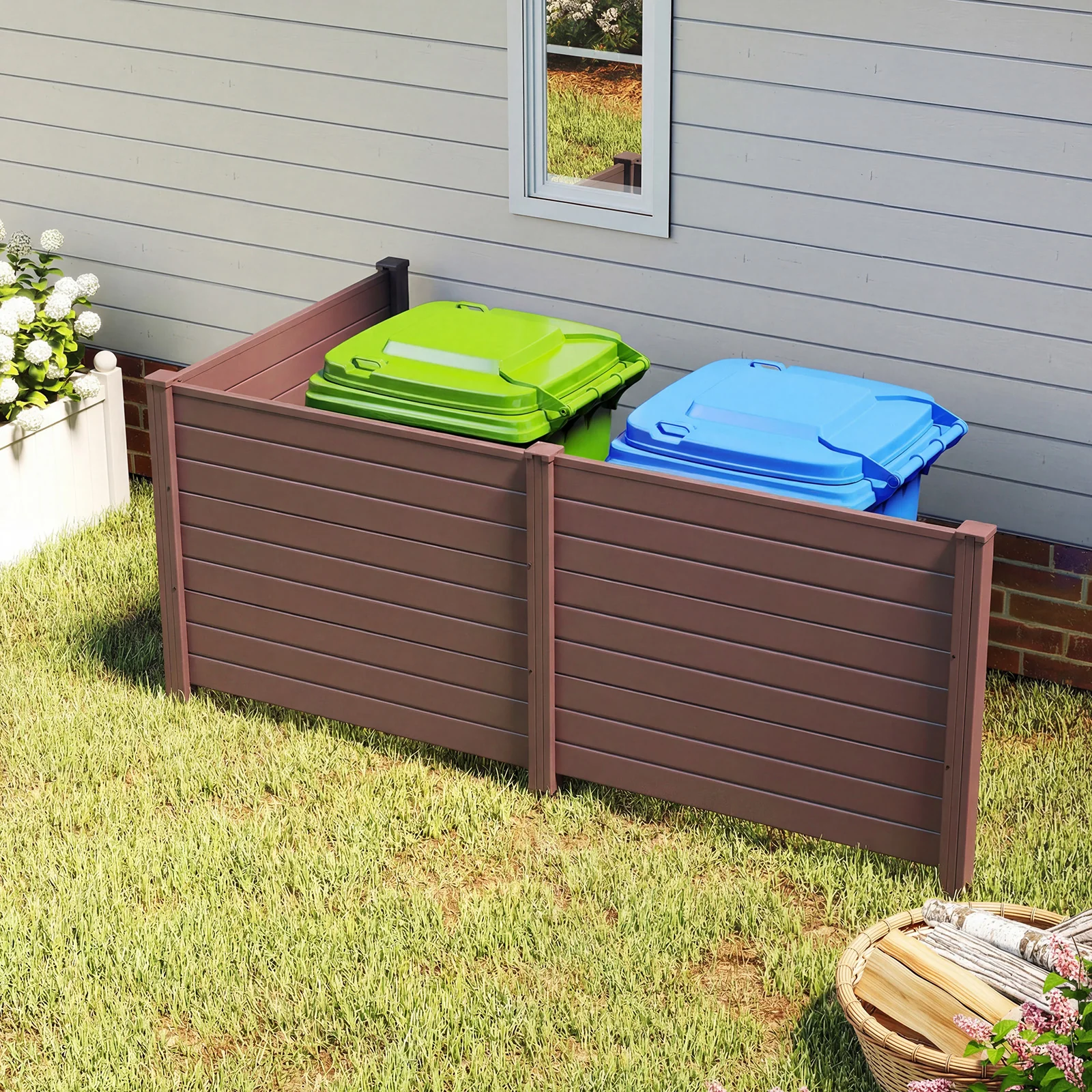 48 x 38 Inches Air Conditioner Fence, 2 Panels, Outdoor Privacy Fence, Brown - Image 3