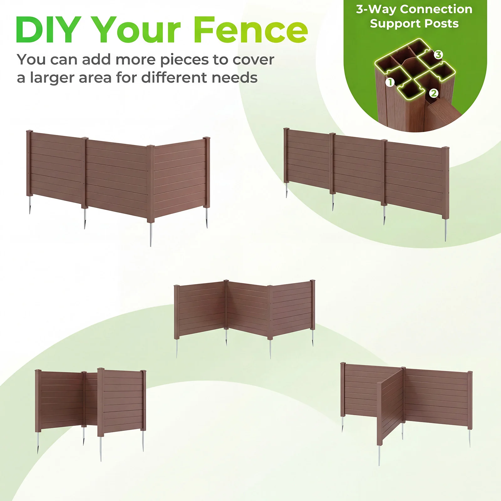 48 x 38 Inches Air Conditioner Fence, 2 Panels, Outdoor Privacy Fence, Brown - Image 9