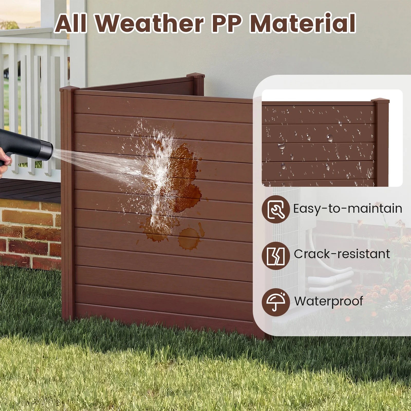 48 x 48 Inch Air Conditioner Enclosure, Brown - Image 10