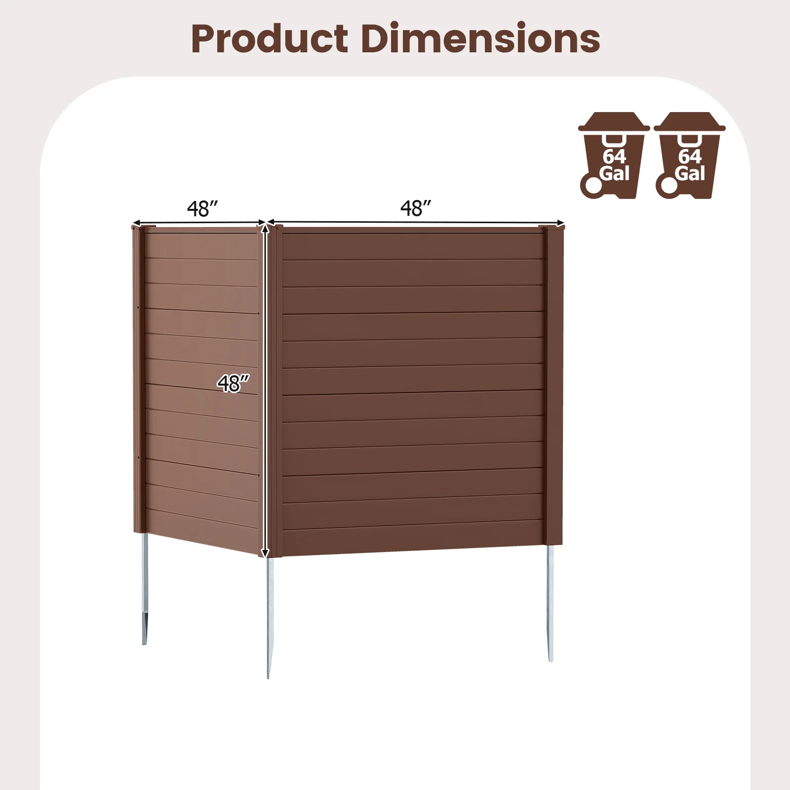 48 x 48 Inch Air Conditioner Enclosure, Brown - Image 6