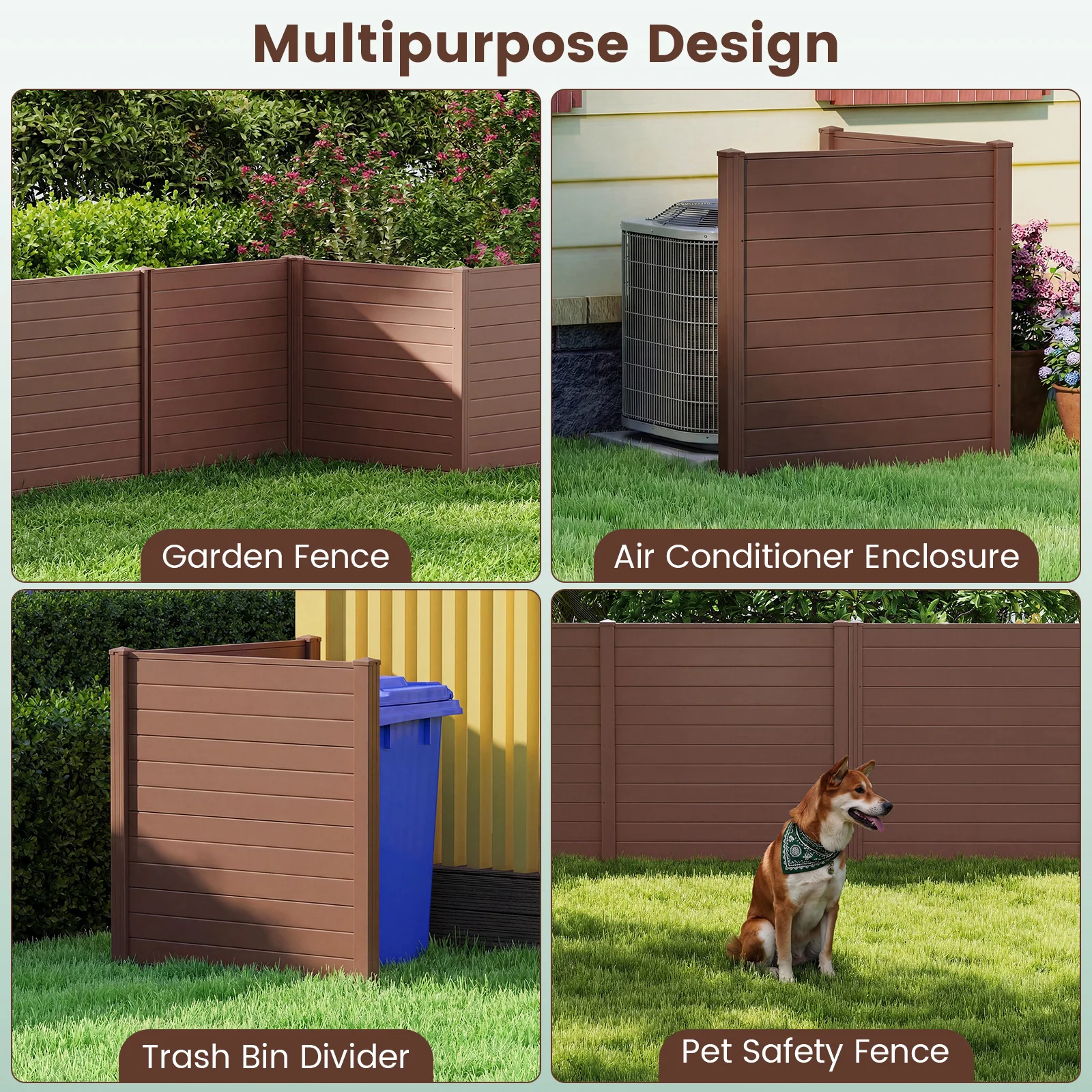 48 x 48 Inch Air Conditioner Enclosure, Brown - Image 9