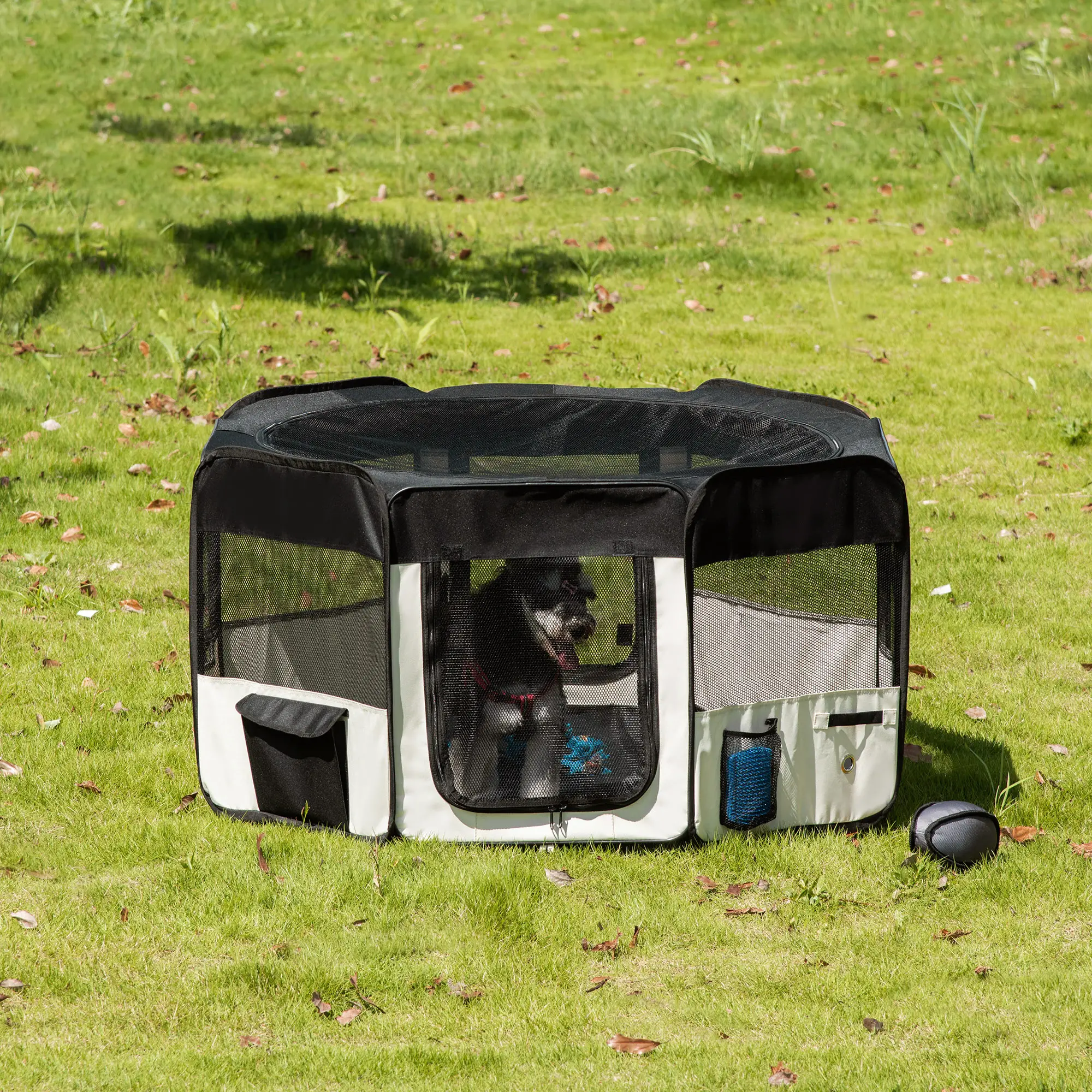 49.2-Inch Soft Folding Dog Playpen, Outdoor Pet Pen with Bag - Image 2