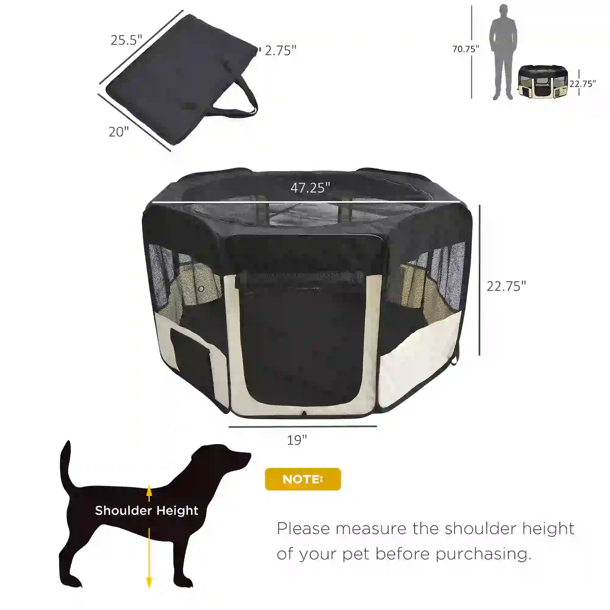 49.2-Inch Soft Folding Dog Playpen, Outdoor Pet Pen with Bag - Image 3