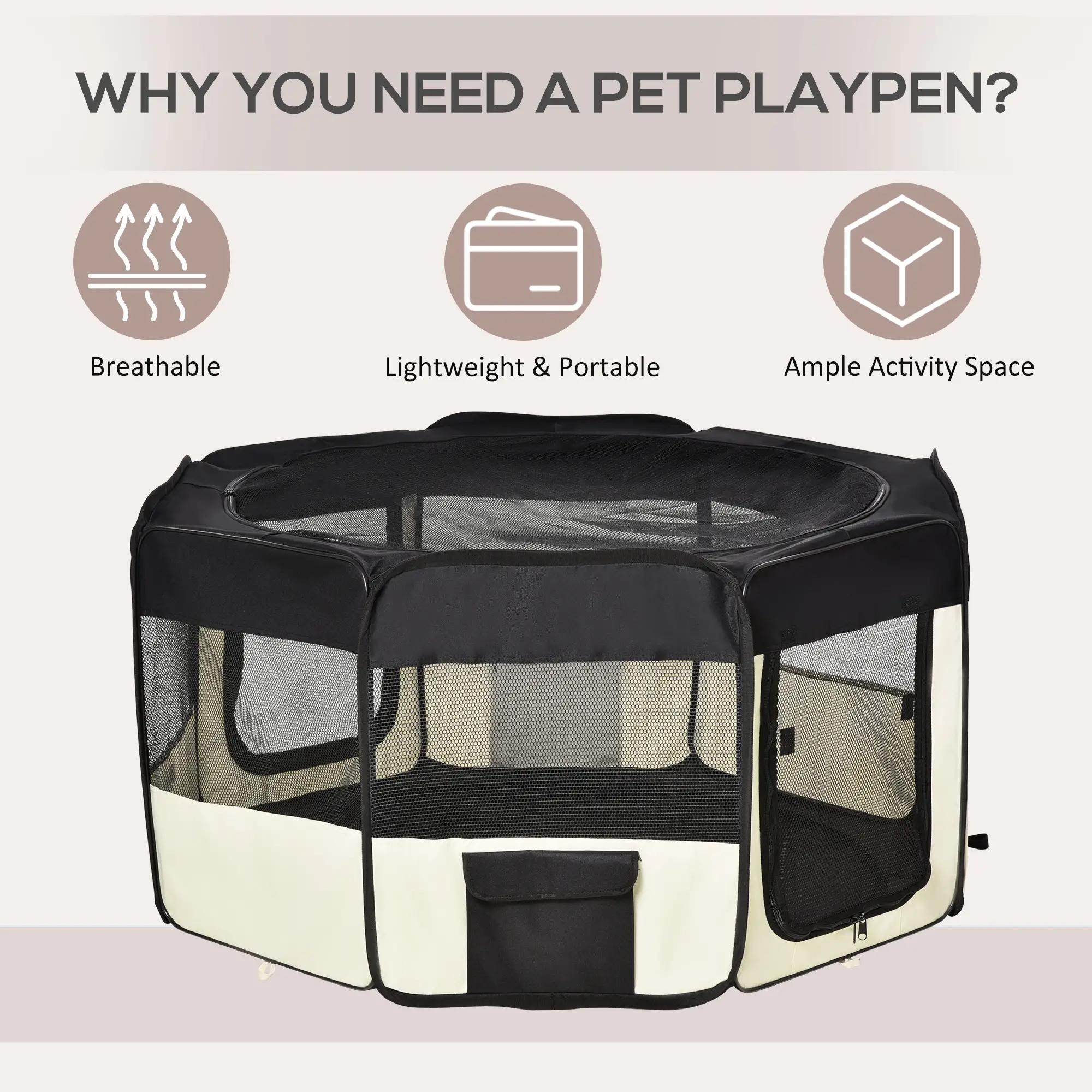 49.2-Inch Soft Folding Dog Playpen, Outdoor Pet Pen with Bag - Image 4
