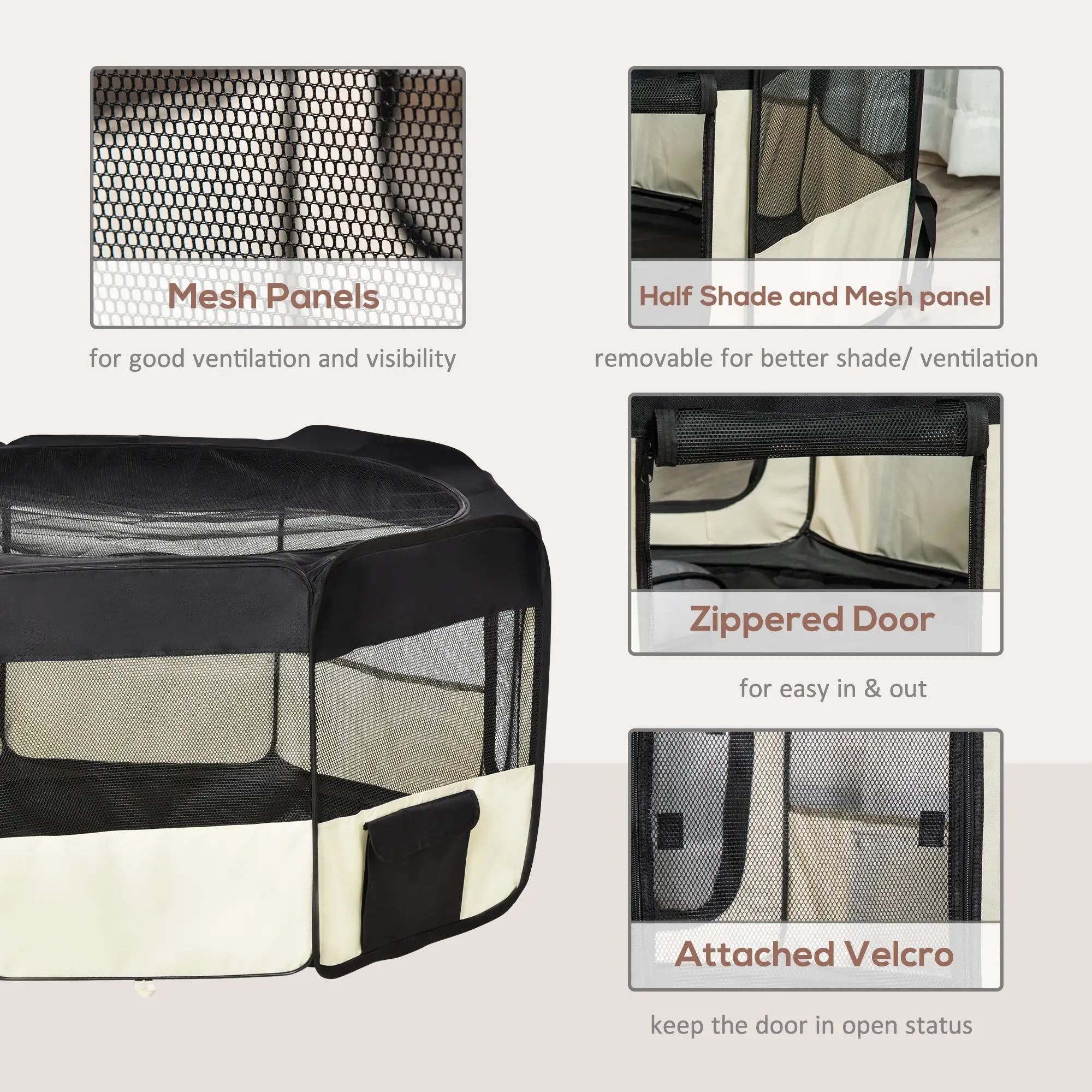 49.2-Inch Soft Folding Dog Playpen, Outdoor Pet Pen with Bag - Image 7
