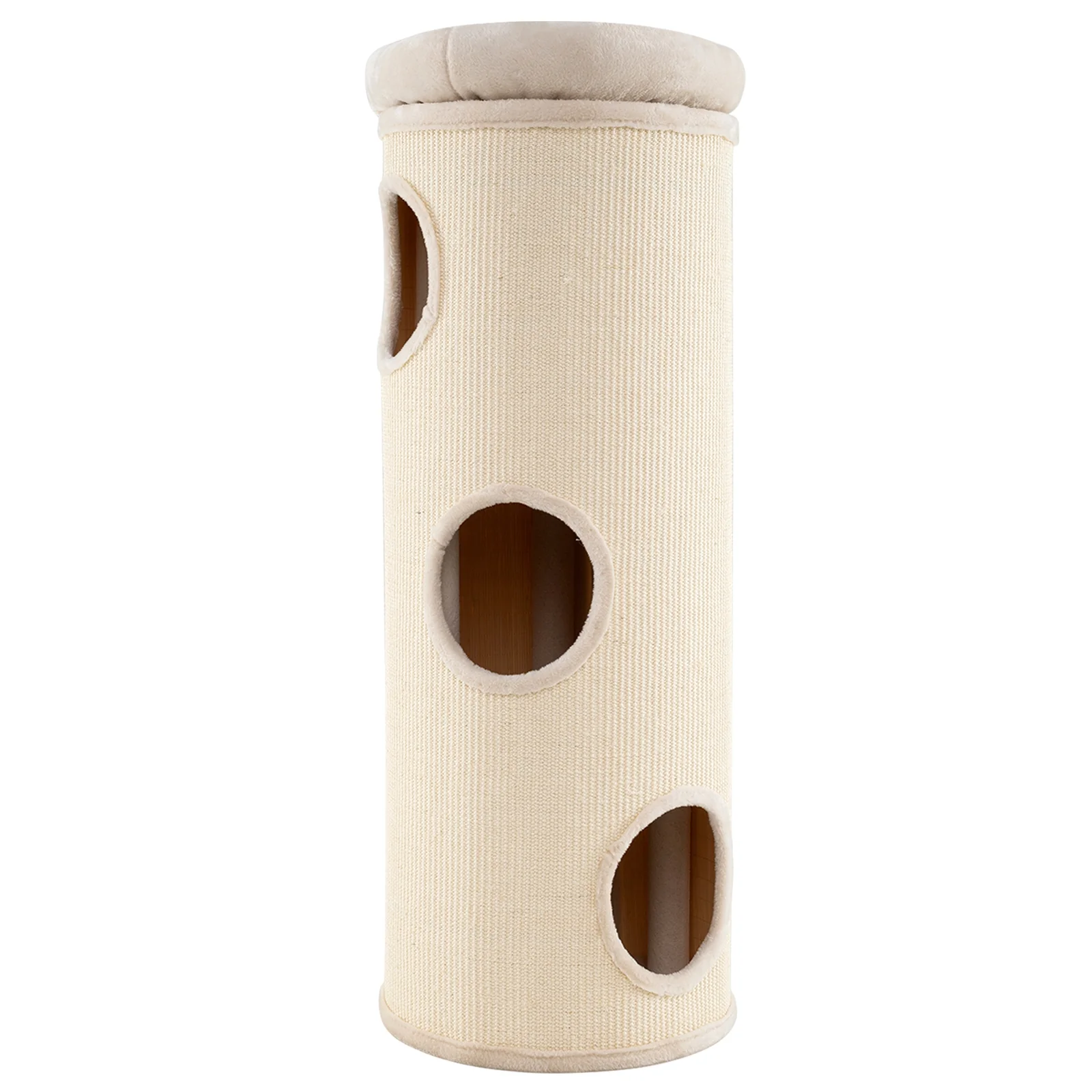 49 Inch Elevated Cat Cave, 4-Story Cat House, Beige