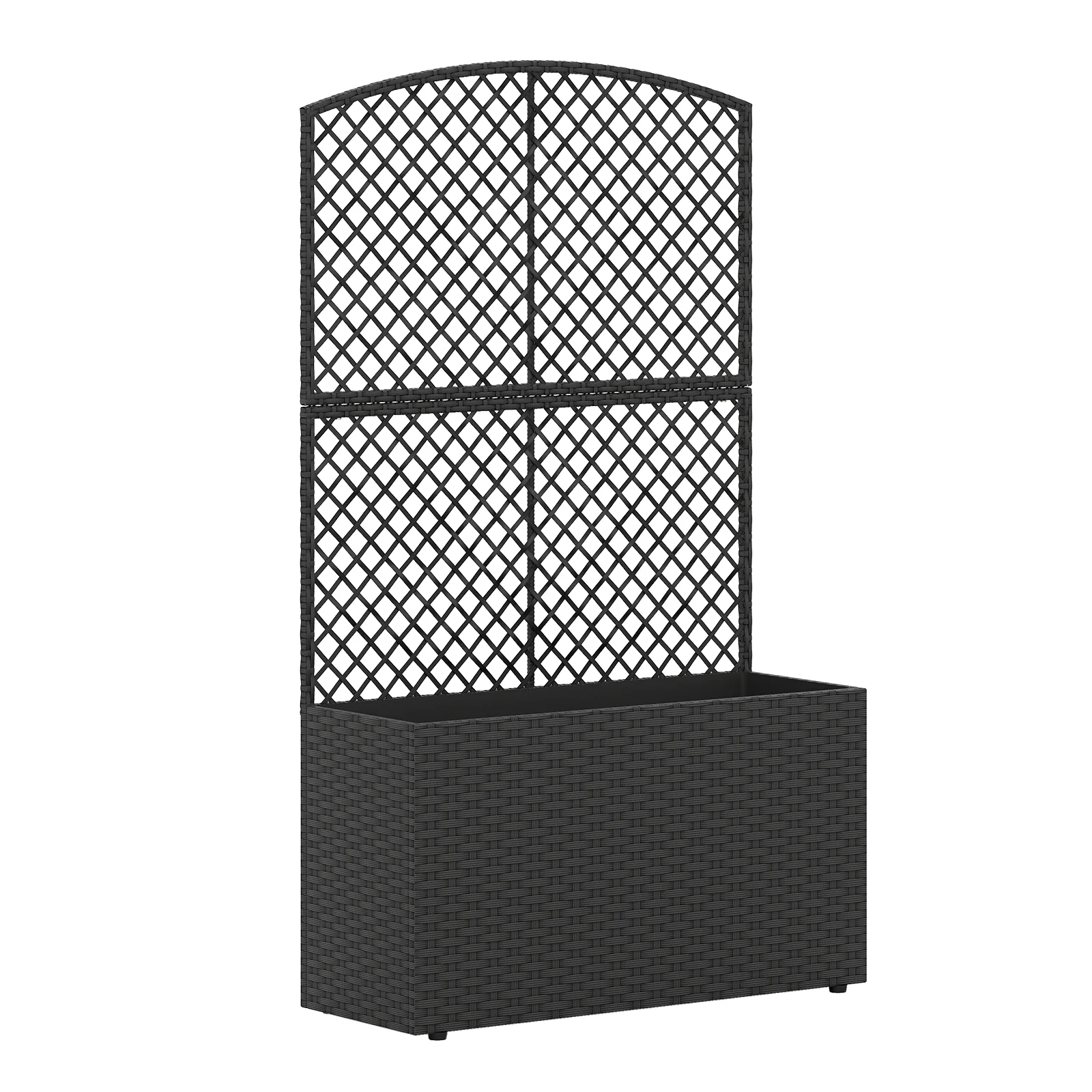 49 Inch Raised Garden Bed With Trellis, Wicker Planter Box, Black - Image 4