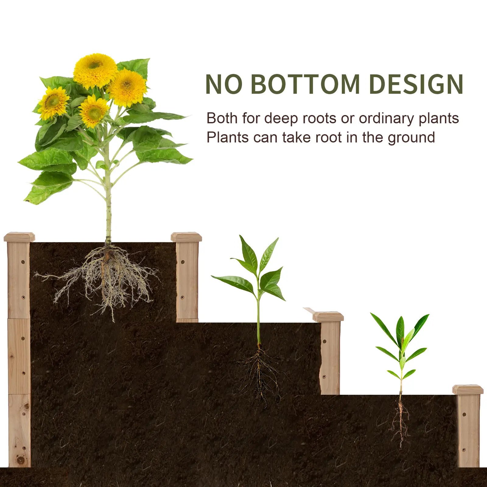49x49x22 Inch 3-Tier Raised Garden Bed, Wooden Planter Kit, Natural - Image 4