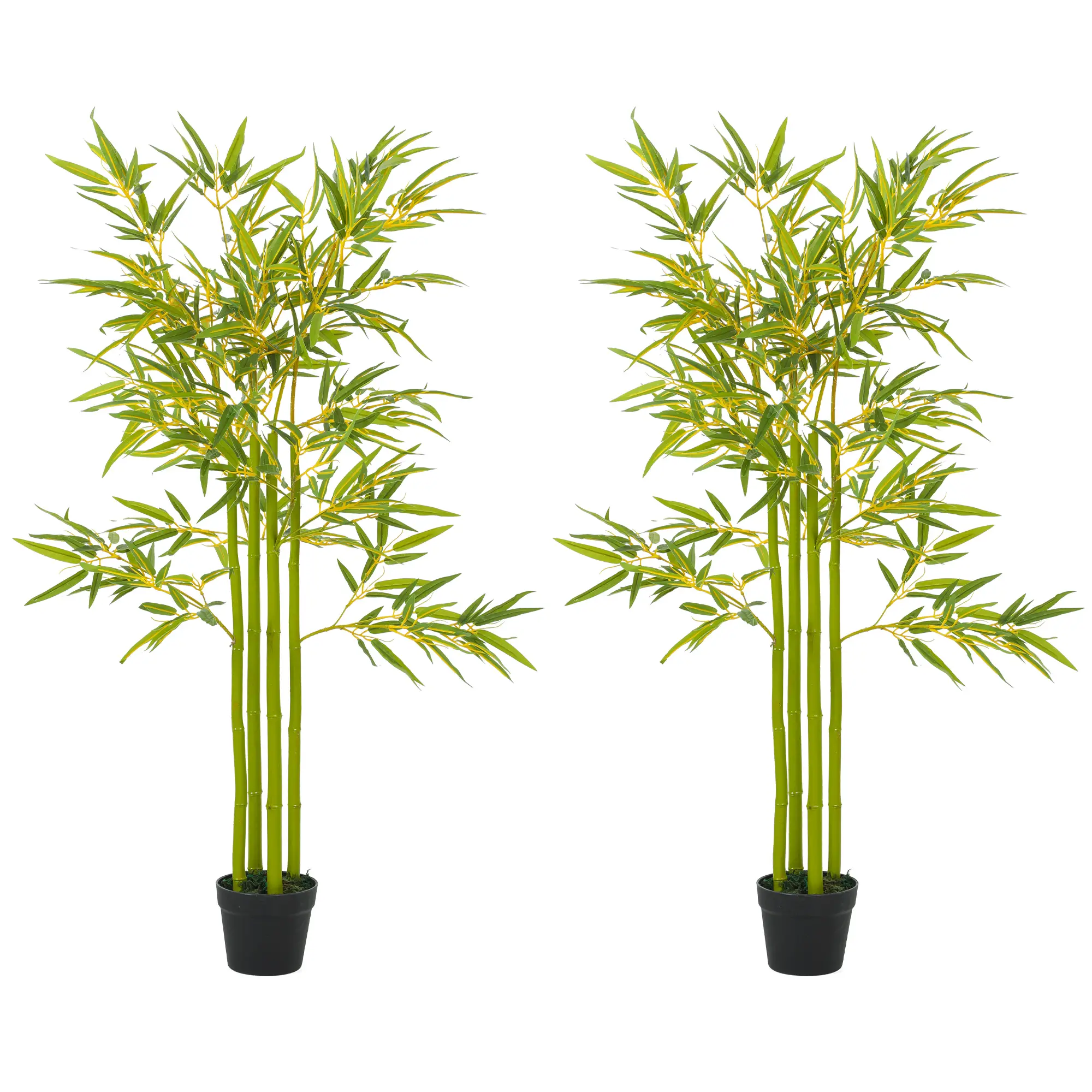 4FT Artificial Bamboo Tree Set Of 2, Faux Plant In Nursery Pot - Image 11