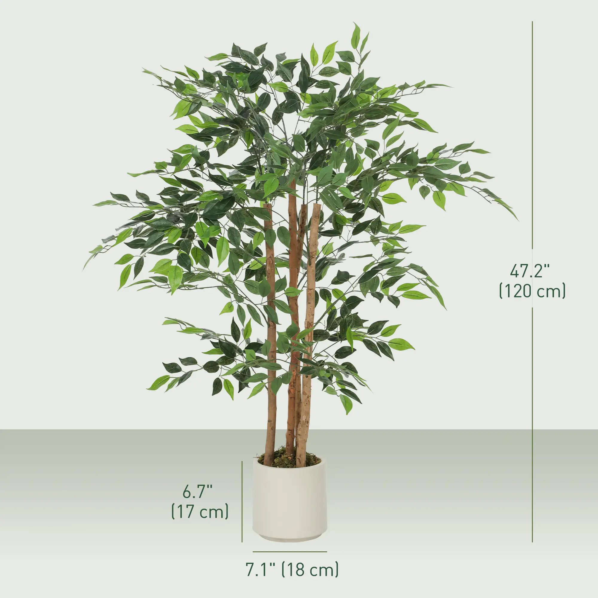 4FT Artificial Banyan Tree Set Of 2, Fake Potted Tree With Wood Trunk - Image 3