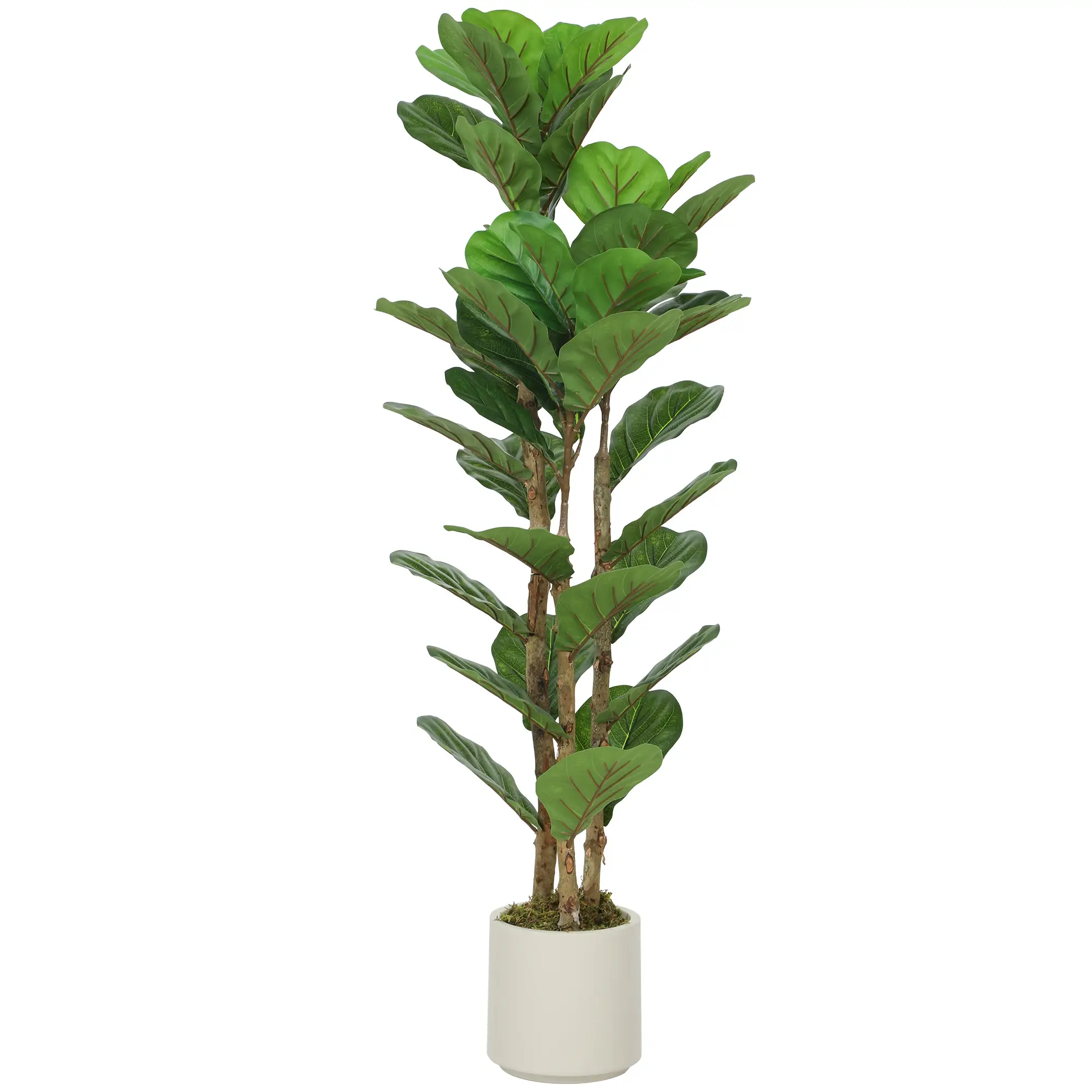 4FT Artificial Fiddle Leaf Fig Tree, Solid Wood Trunk, Green - Image 11