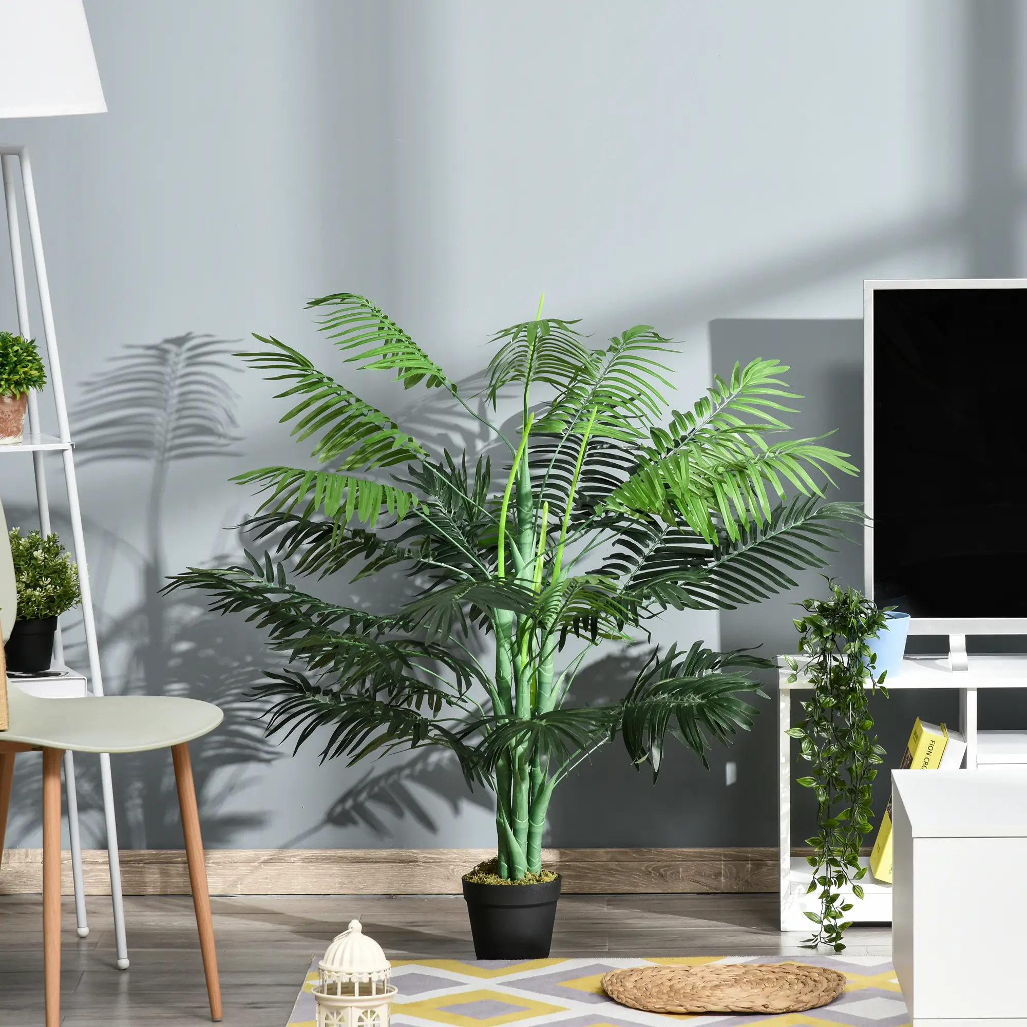 4FT Artificial Palm Tree, Fake Tropical Plant, Green - Image 2