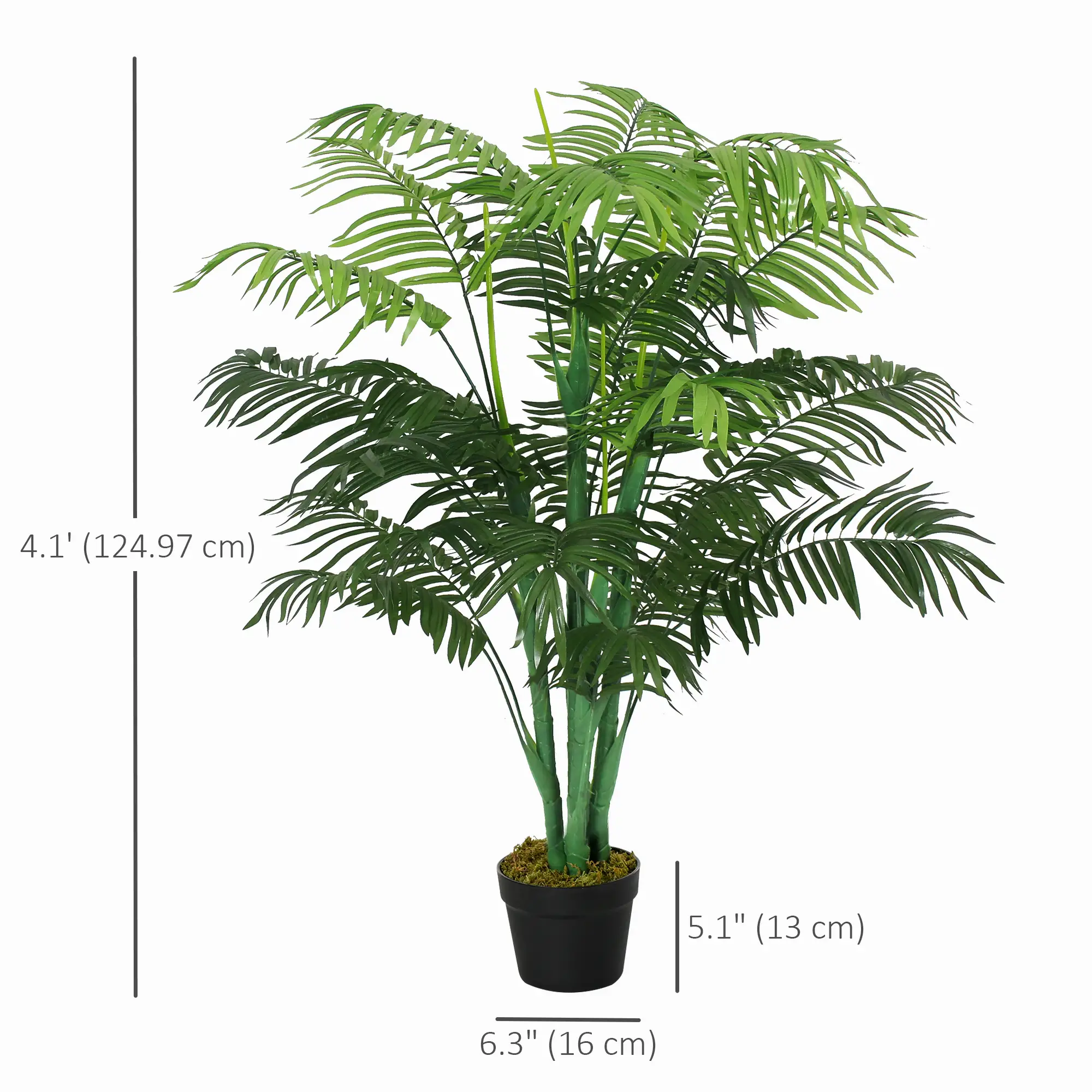4FT Artificial Palm Tree, Fake Tropical Plant, Green - Image 3