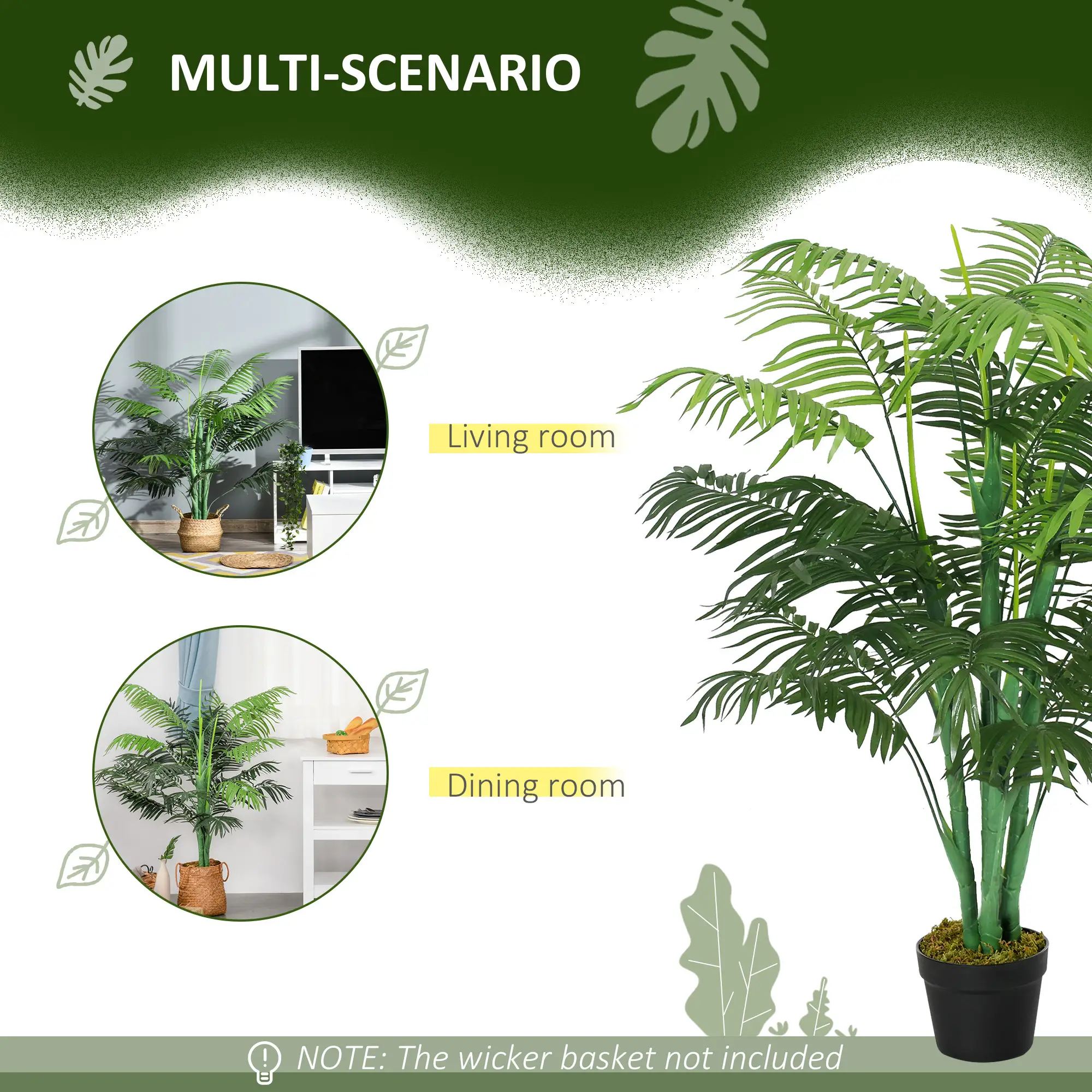 4FT Artificial Palm Tree, Fake Tropical Plant, Green - Image 4