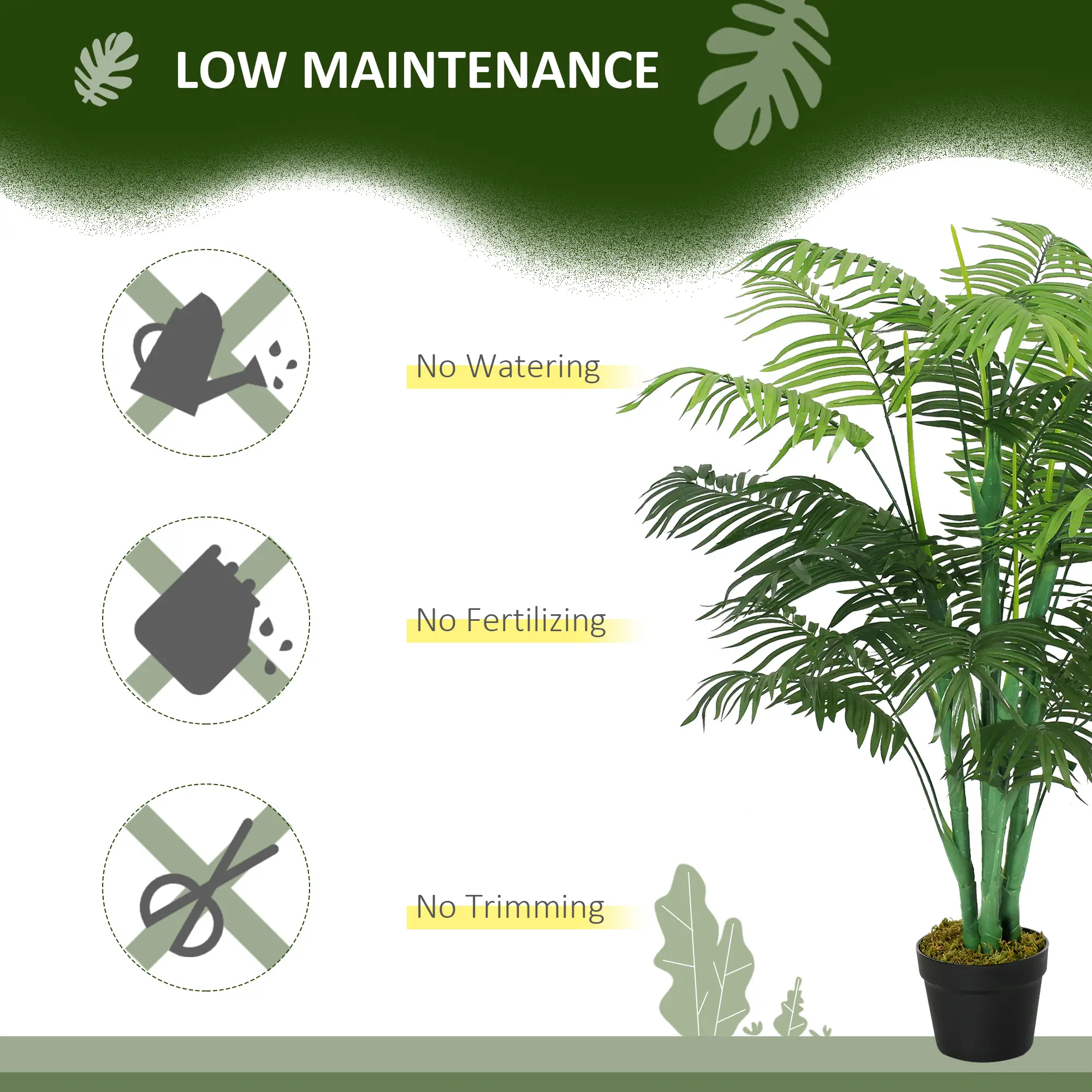 4FT Artificial Palm Tree, Fake Tropical Plant, Green - Image 6