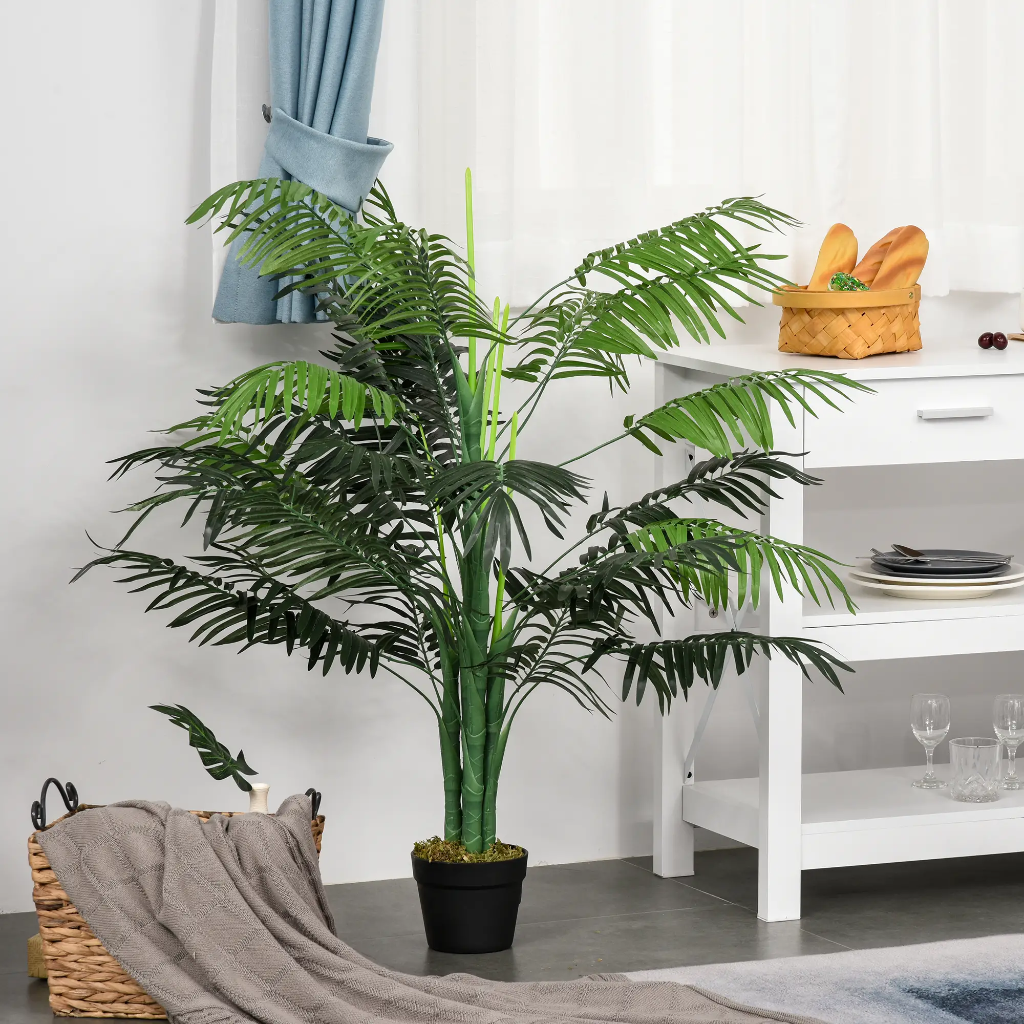 4FT Artificial Palm Tree, Fake Tropical Plant, Green - Image 9