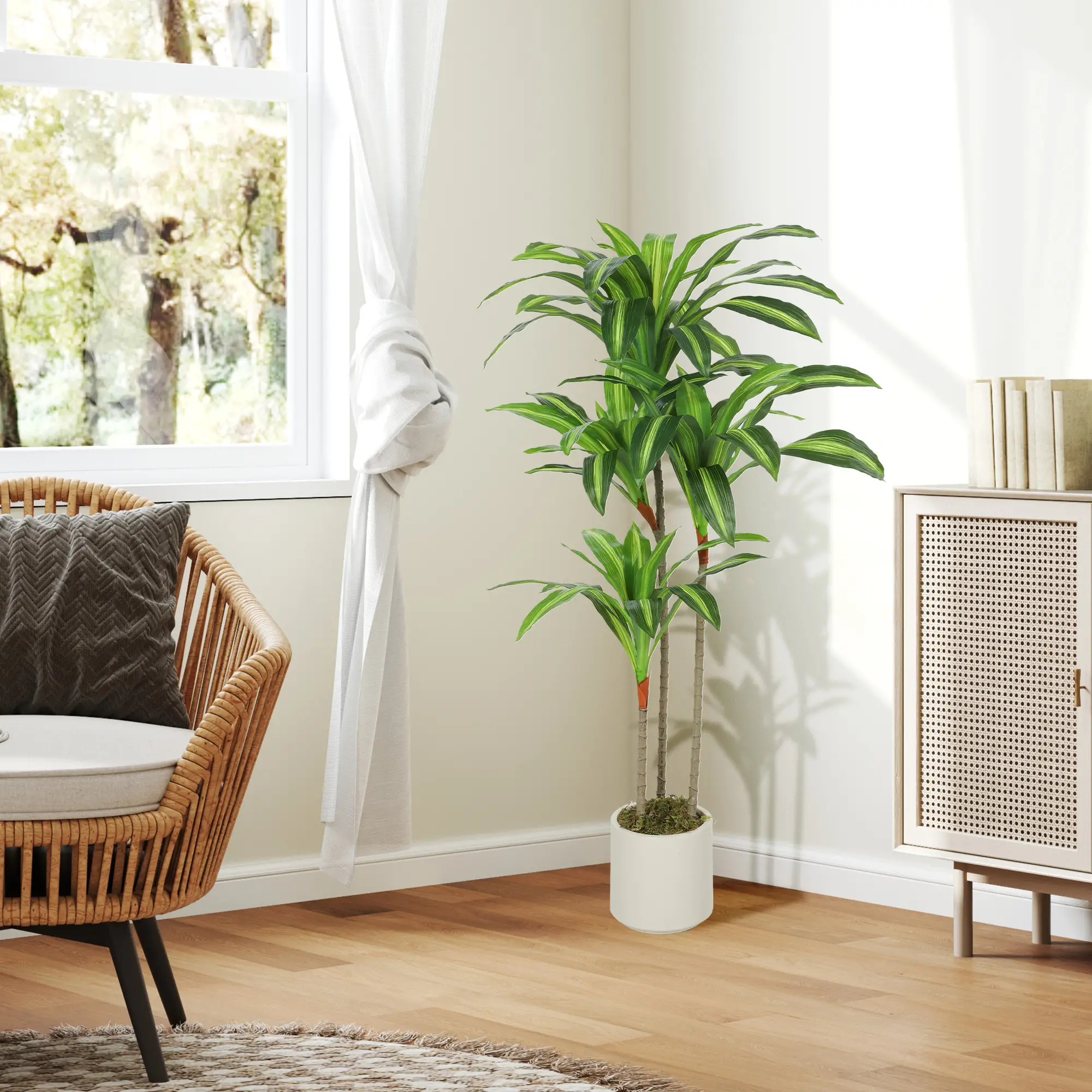 4FT Dracaena Artificial Plant, Bendable Trunks, Green - Image 10
