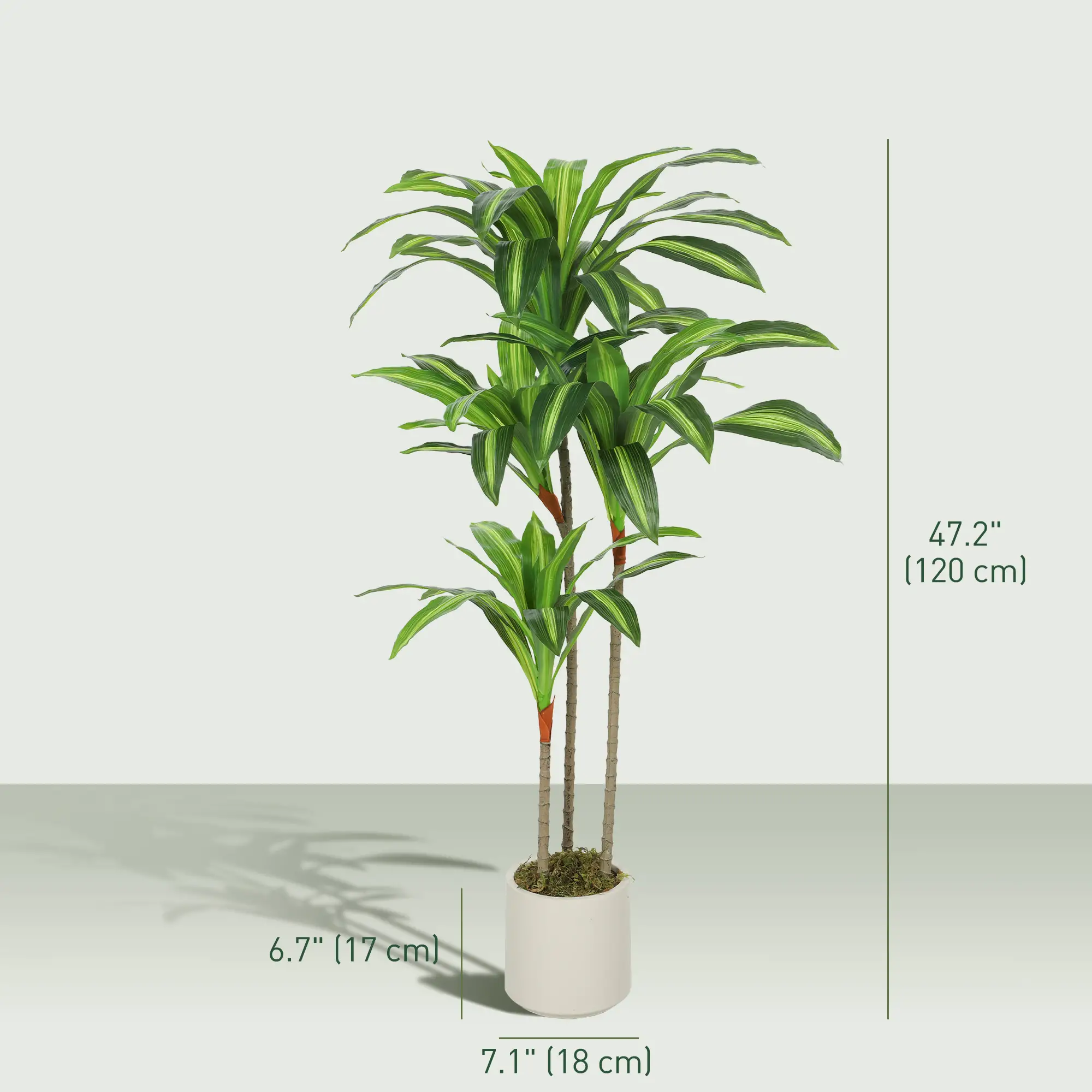 4FT Dracaena Artificial Plant, Bendable Trunks, Green - Image 3