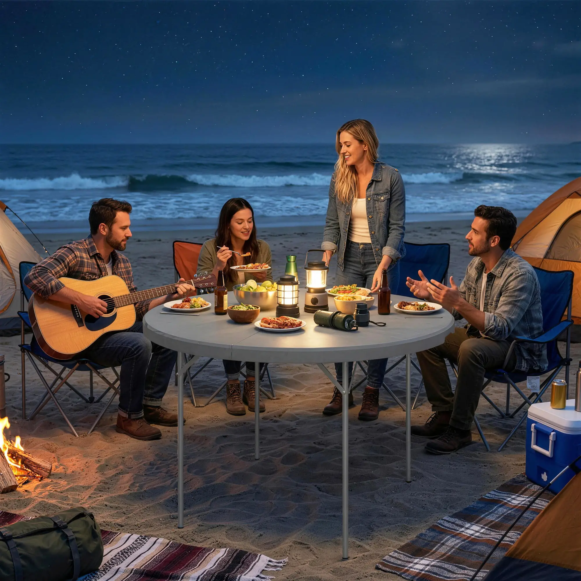 4ft Plastic Folding Picnic Table, Camping Table, Indoor Outdoor, Grey - Image 10
