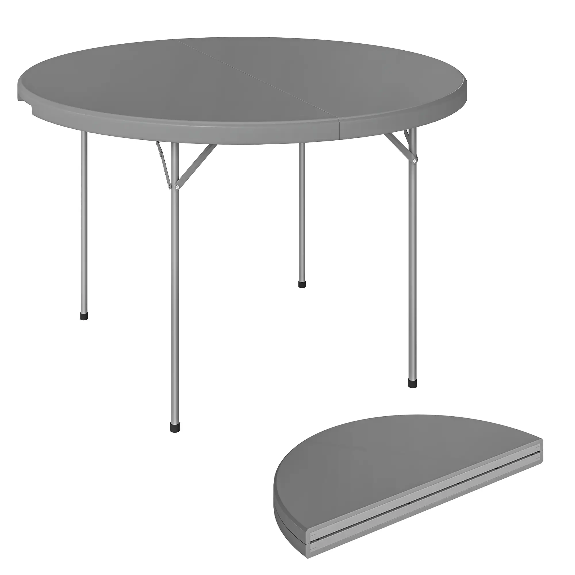 4ft Plastic Folding Picnic Table, Camping Table, Indoor Outdoor, Grey - Image 11
