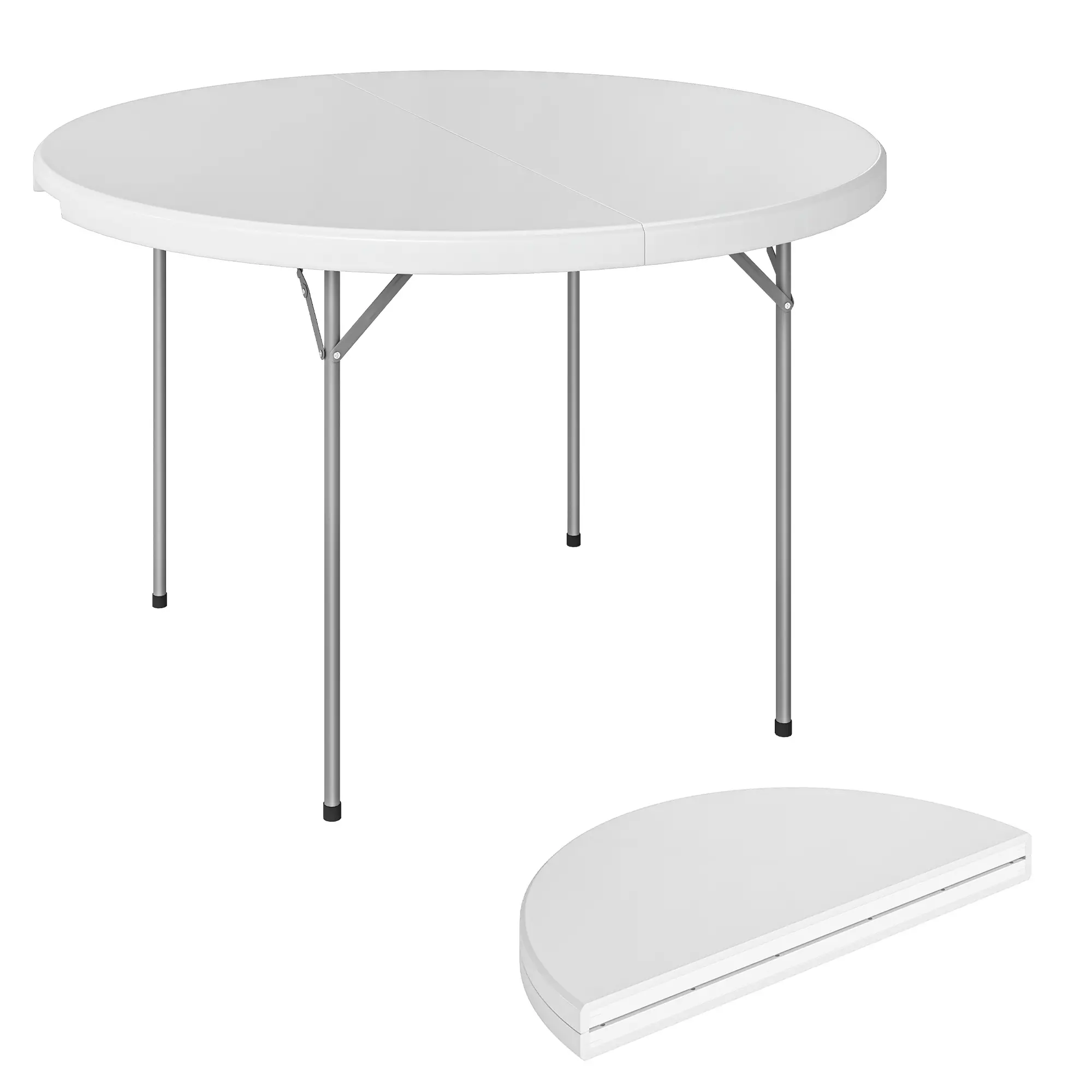4ft Plastic Folding Picnic Table, Indoor Outdoor, White - Image 11