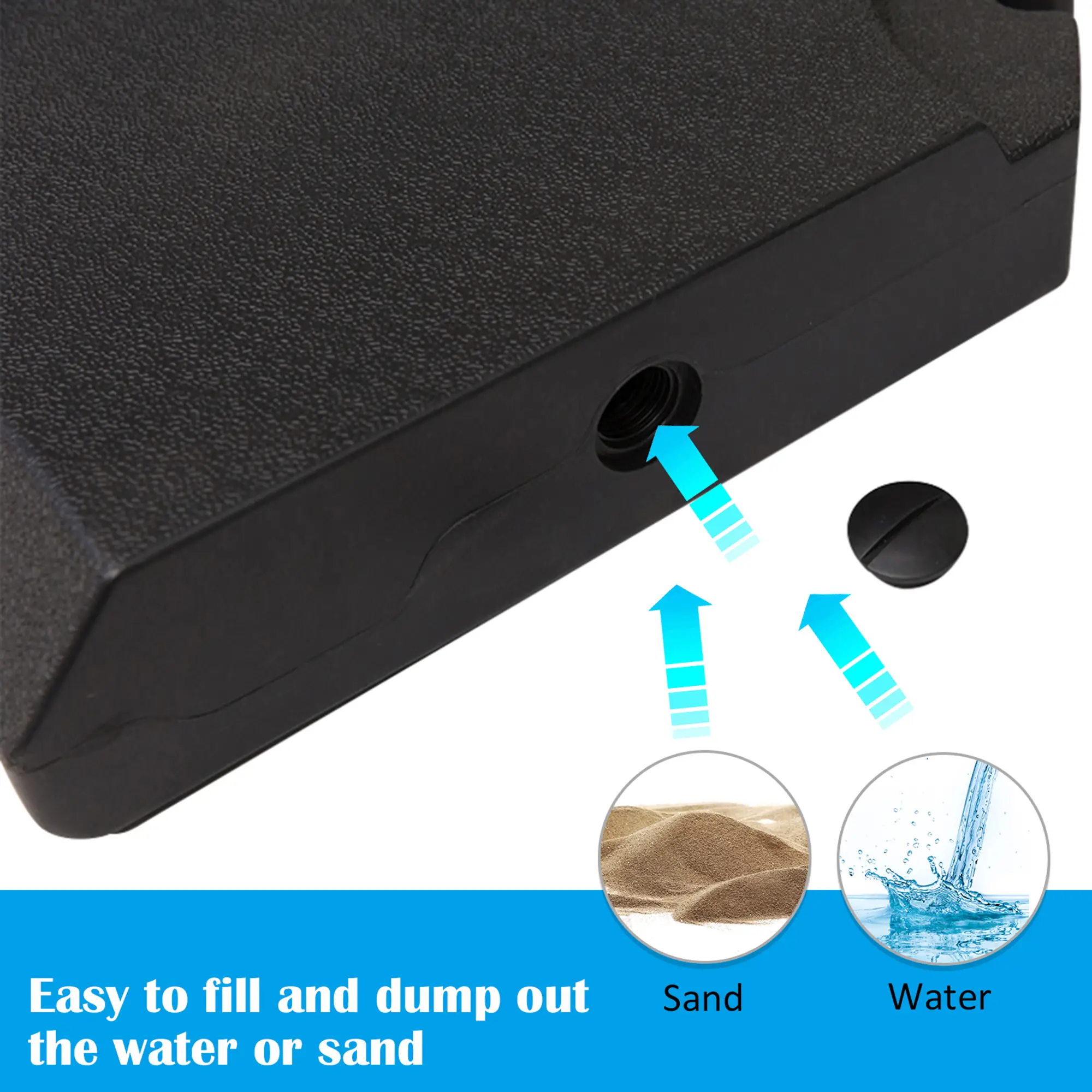 4Pcs Cantilever Umbrella Stand, Fill w/ Sand or Water, Black - Image 4