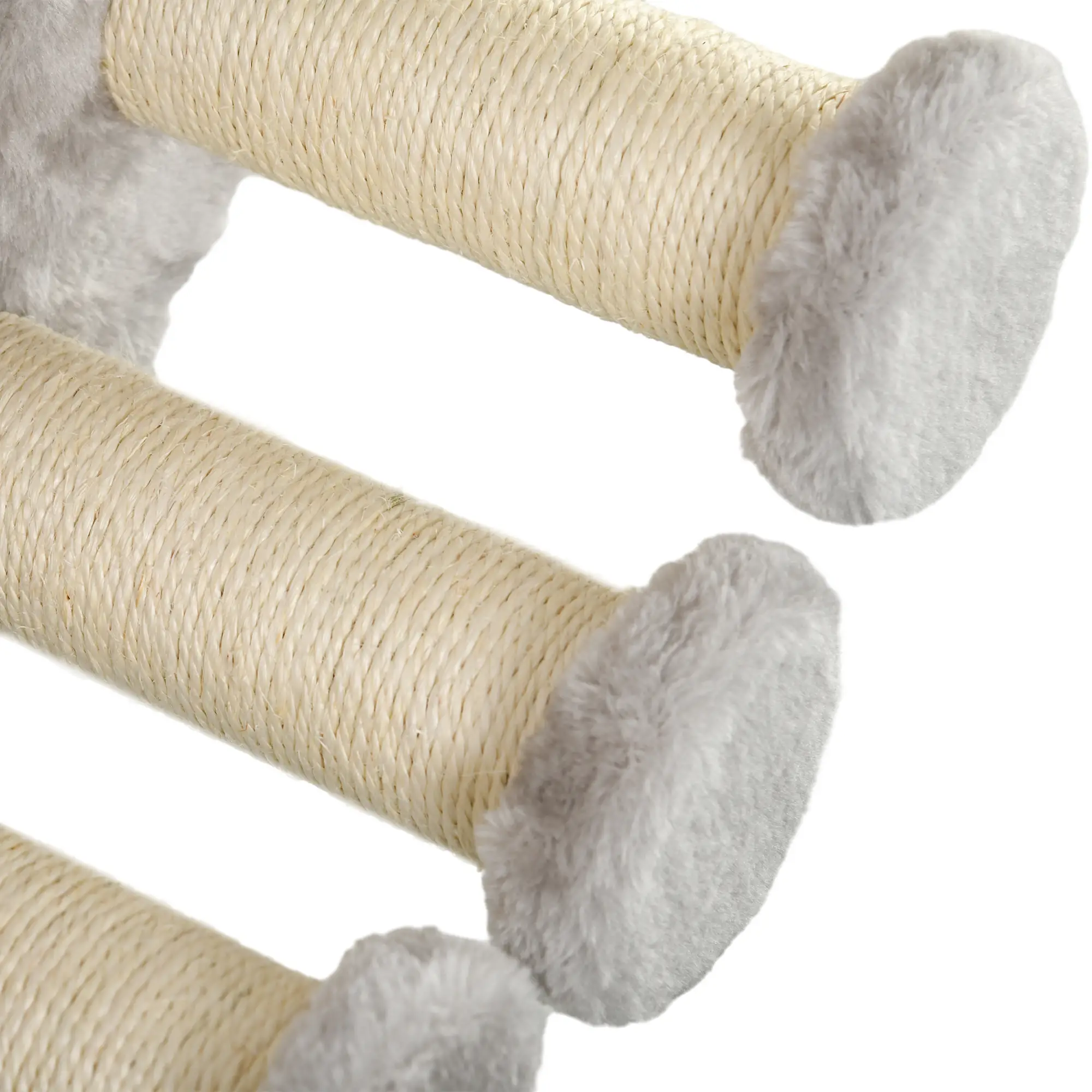 4Pcs Cat Wall Shelf with Scratching Post, Soft Ladder, Hammock, Grey - Image 10