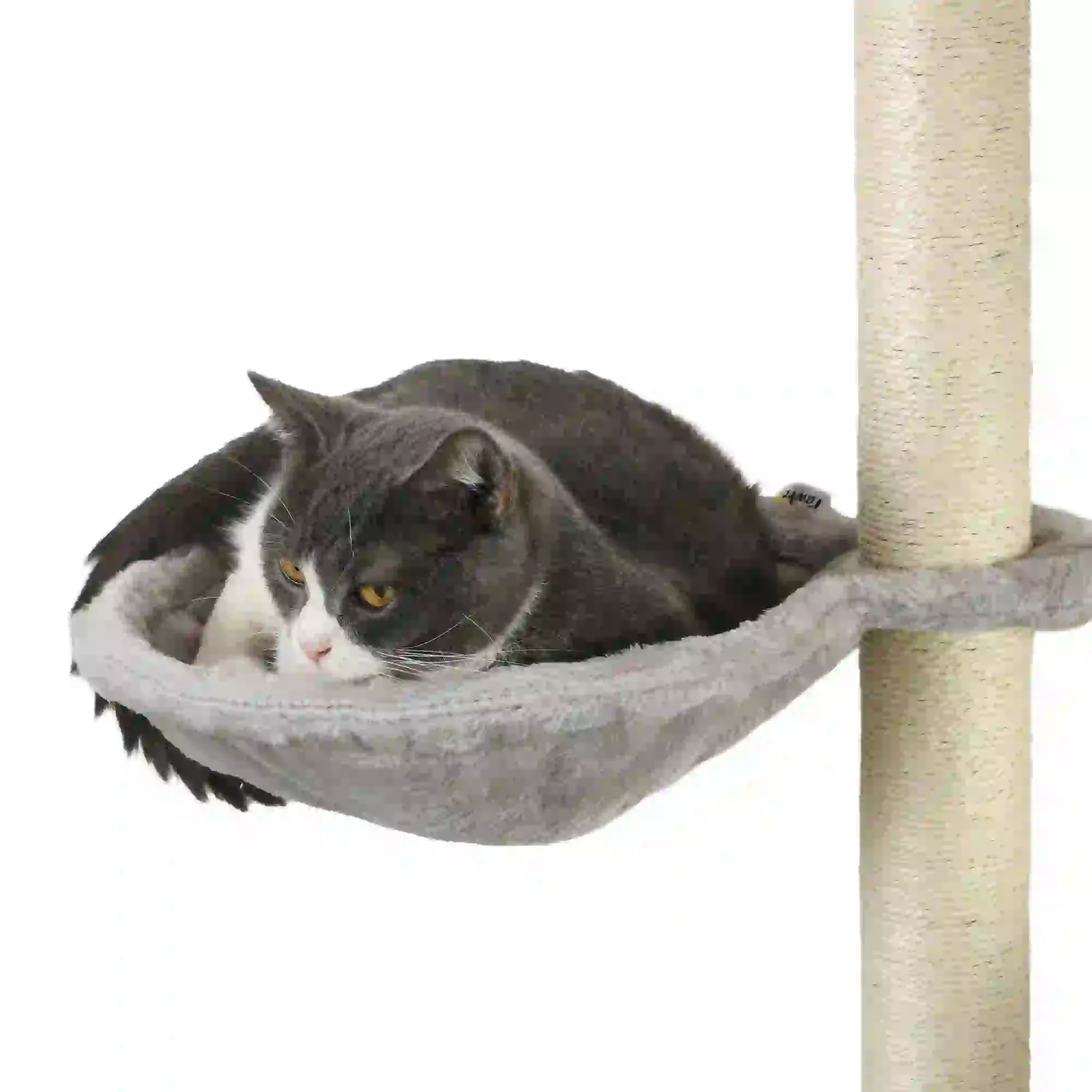 4Pcs Cat Wall Shelf with Scratching Post, Soft Ladder, Hammock, Grey - Image 9