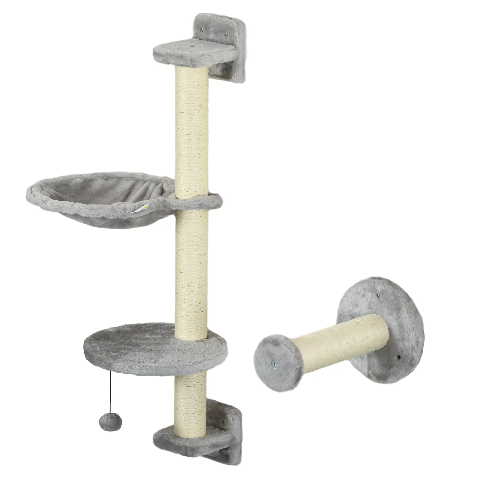 4PCs Cat Wall Shelves, Hammock, Scratching Post, Ladder, Grey - Image 9