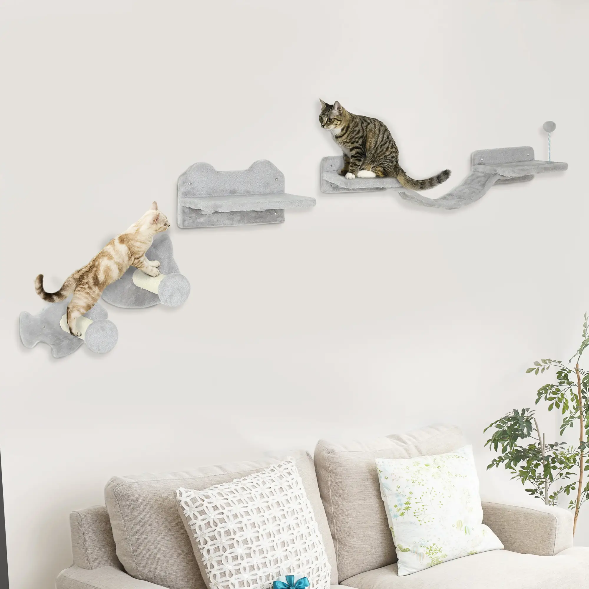 4PCs Cat Wall Shelves, Steps, Scratching Posts, Ladder, Platforms - Image 8