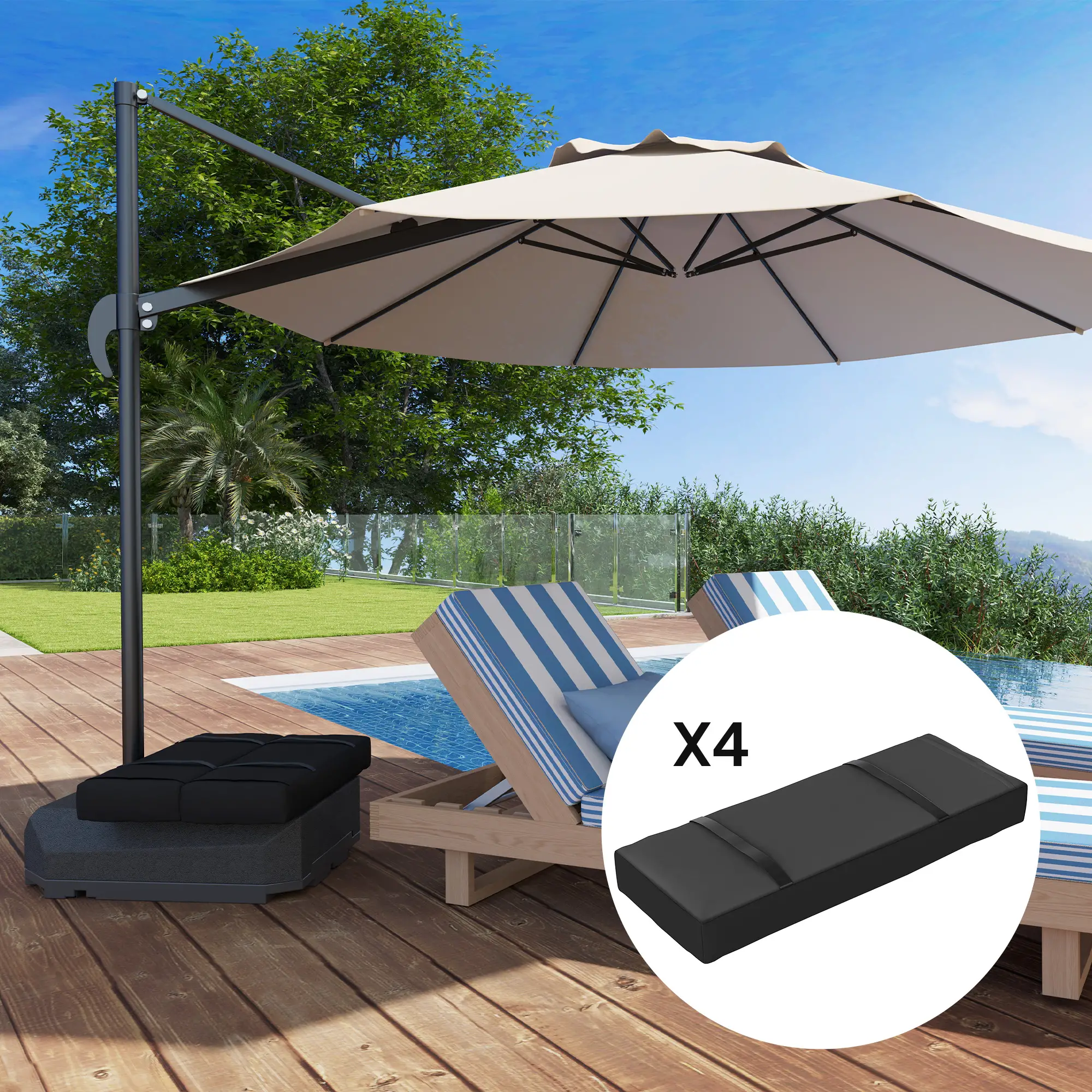 4PCS Patio Umbrella Base Weight Bag, 33 lbs, Black - Image 10